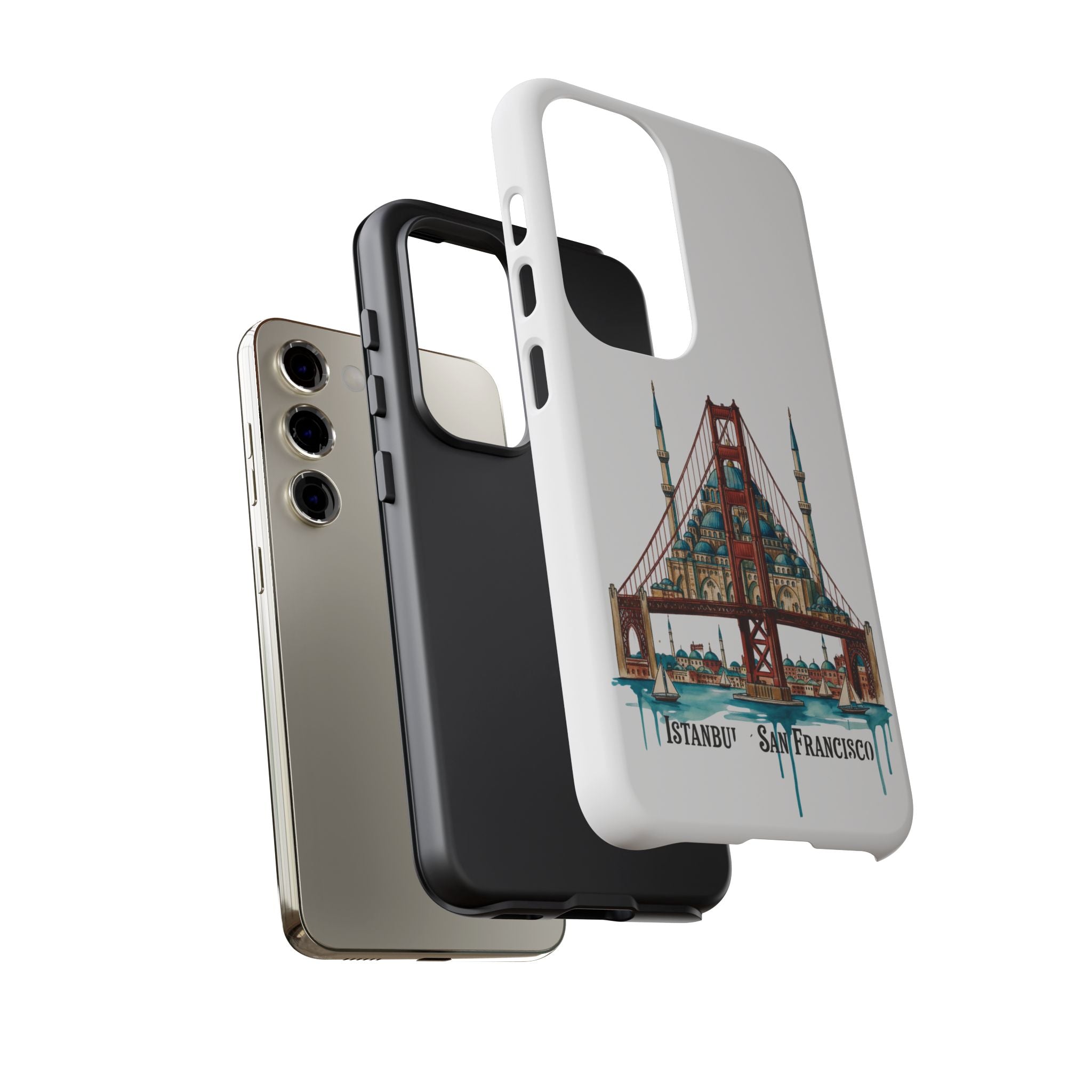 City Bridge Phone Case — Istanbul × San Francisco Illustrated Travel Design