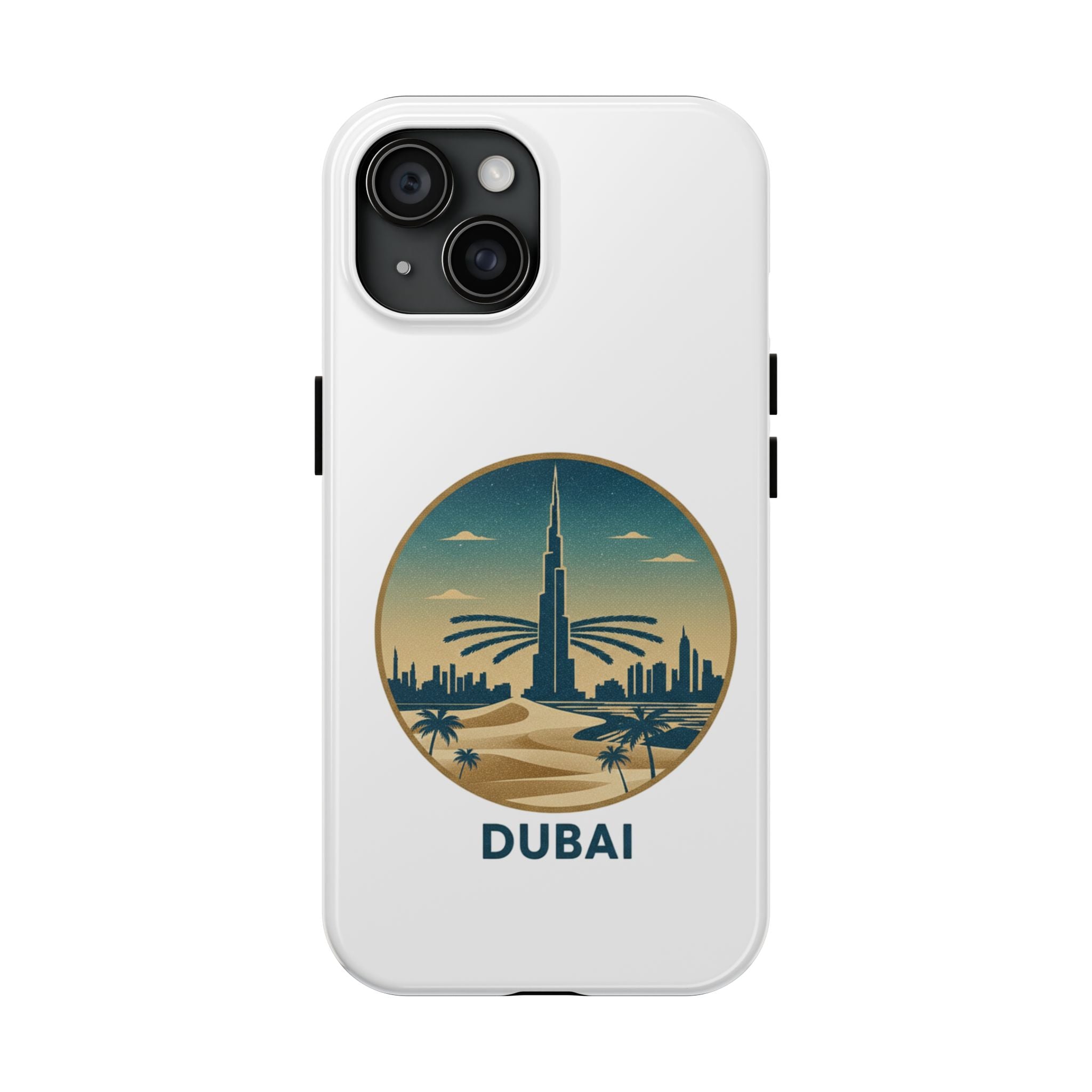 Dubai Skyline Tough Phone Case — Retro Desert Palm Travel Phone Cover