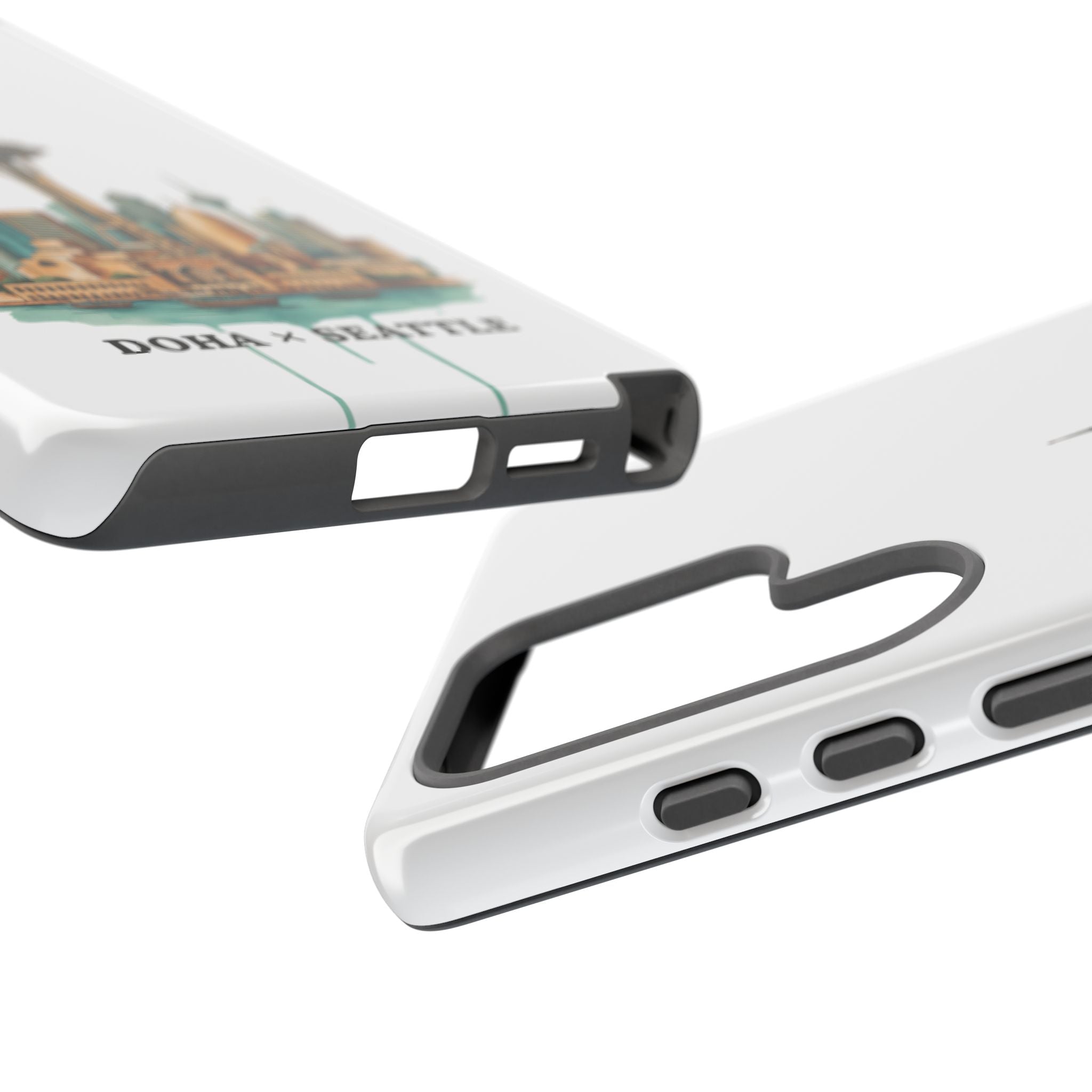 Doha x Seattle Skyline Tough Phone Case — Cityscape Protective Phone Cover