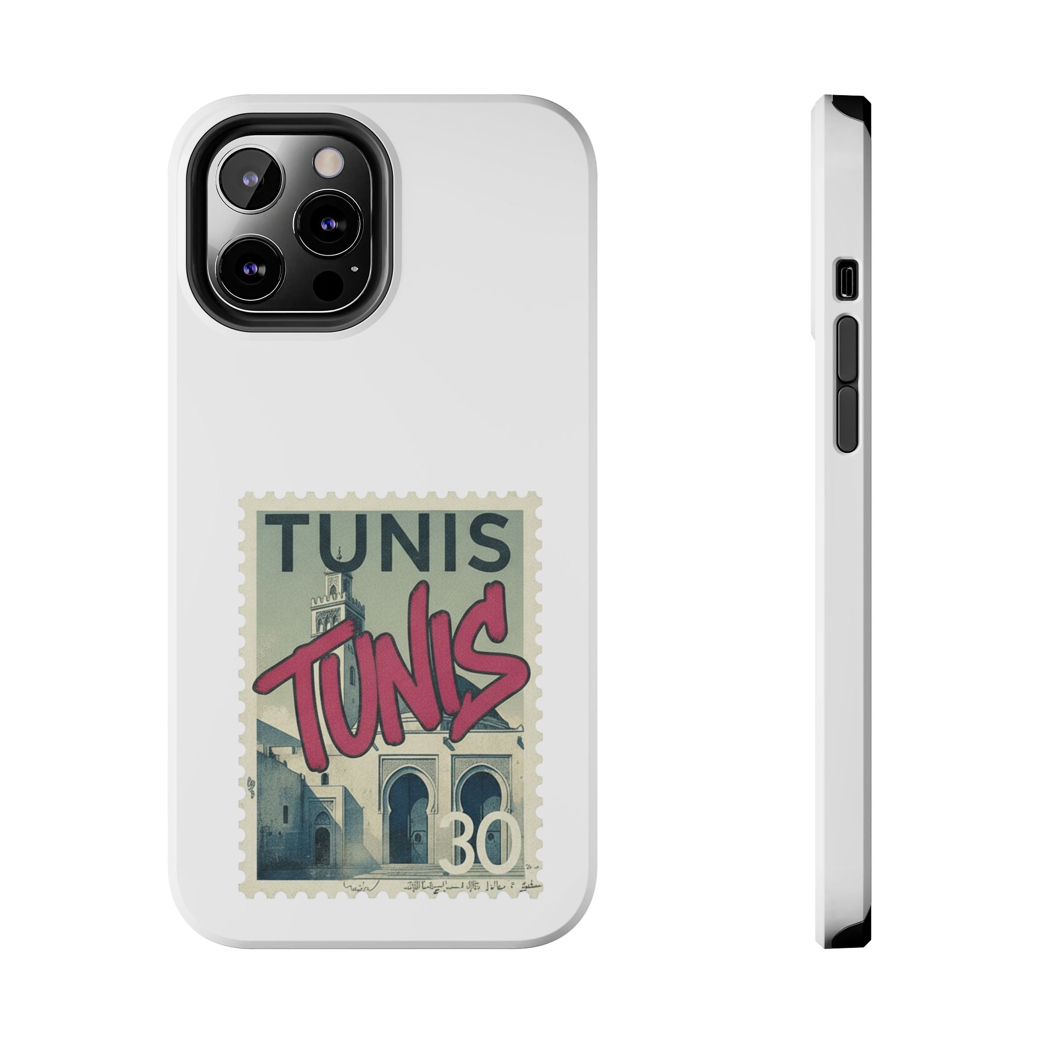 Tunis Vintage Stamp Tough Phone Case — Retro Tunisia Travel Phone Cover
