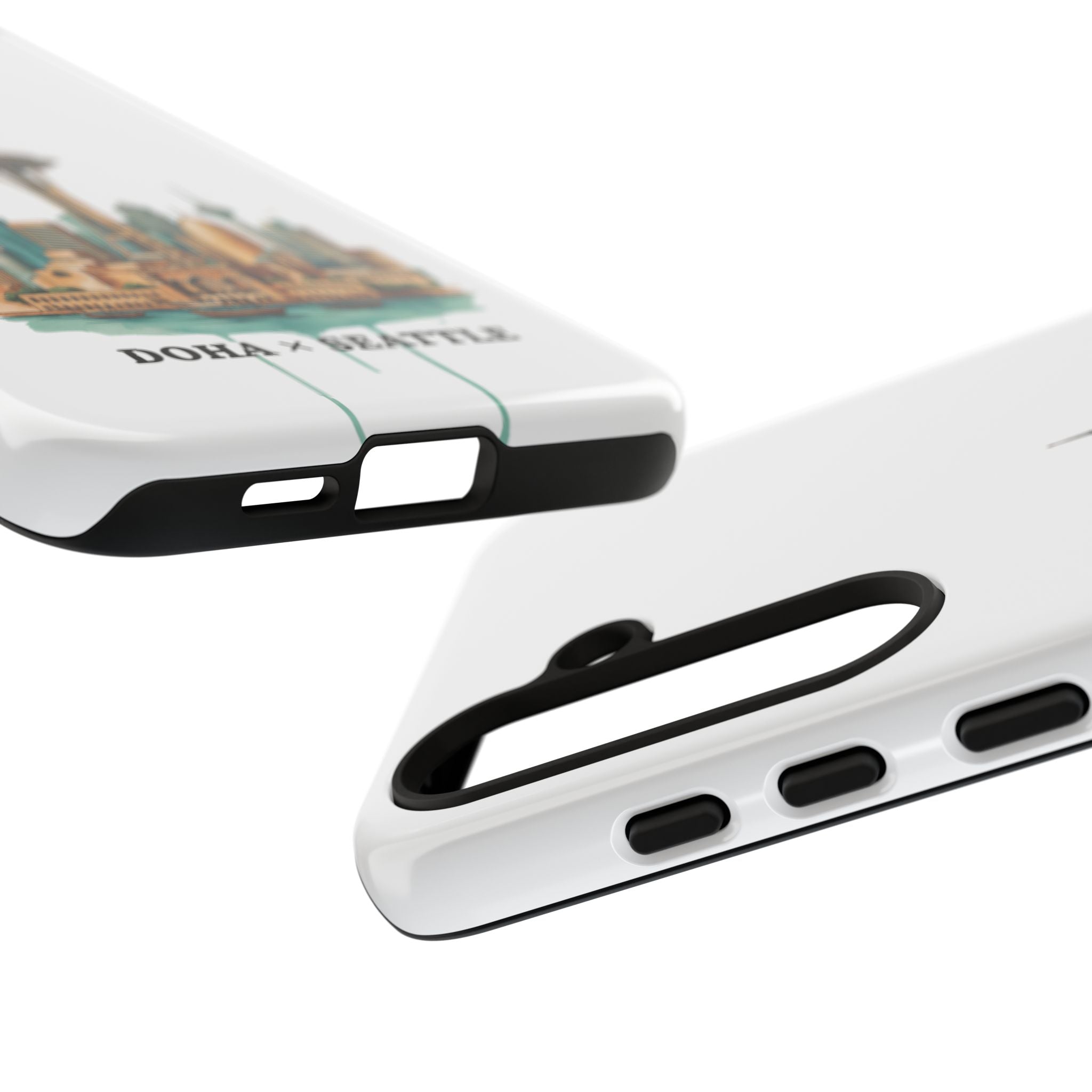 Doha x Seattle Skyline Tough Phone Case — Cityscape Protective Phone Cover