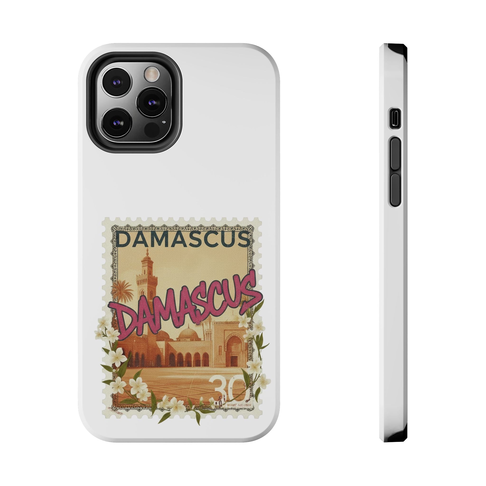 Damascus Vintage Stamp Tough Phone Case — Retro Travel Phone Cover