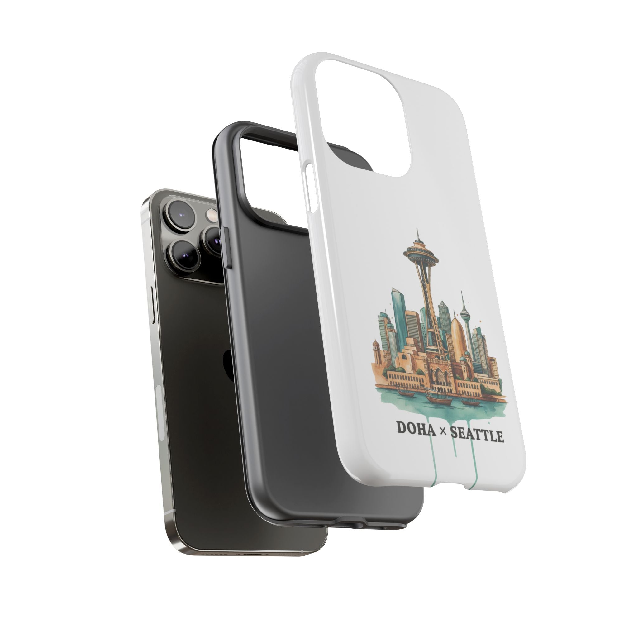 Doha x Seattle Skyline Tough Phone Case — Cityscape Protective Phone Cover