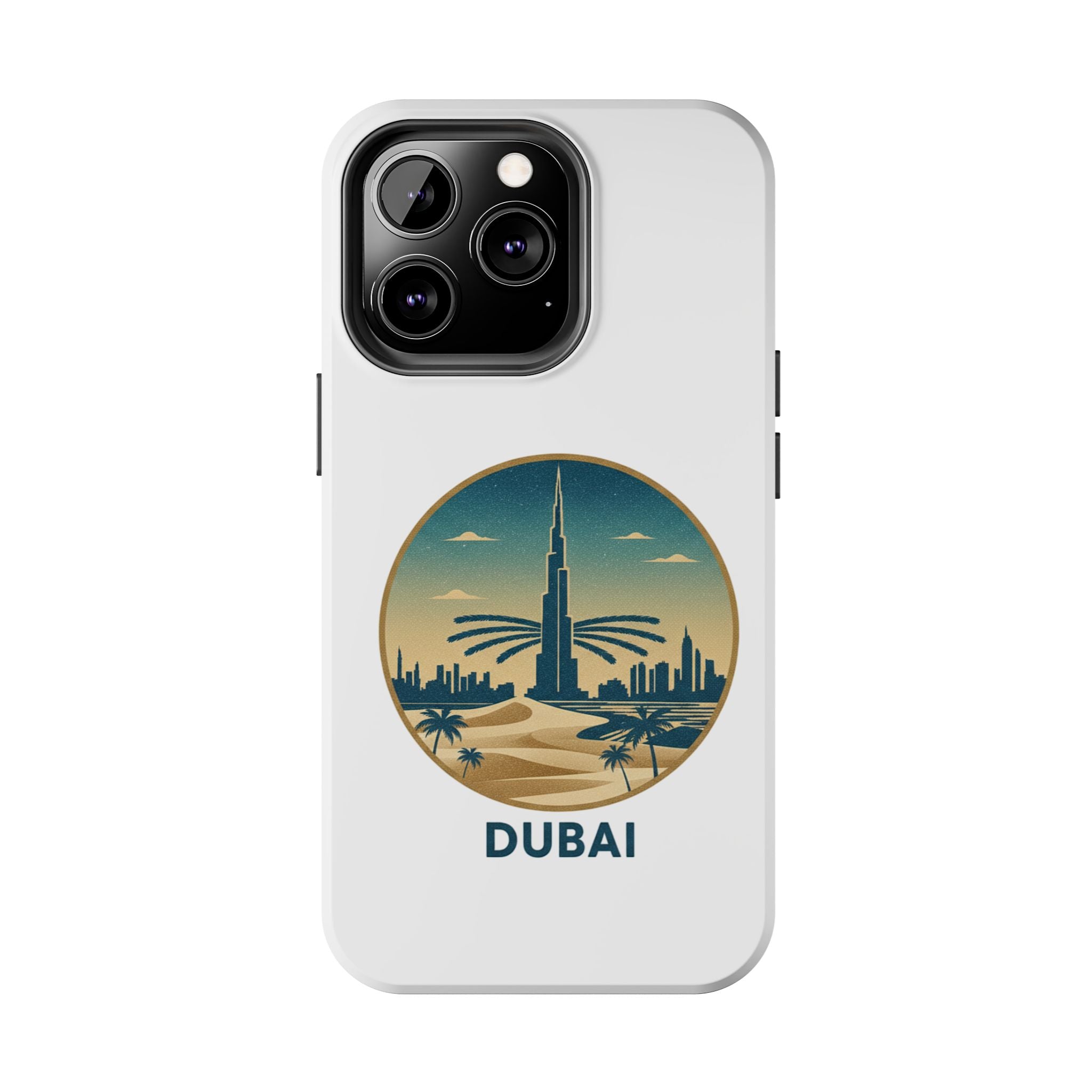 Dubai Skyline Tough Phone Case — Retro Desert Palm Travel Phone Cover