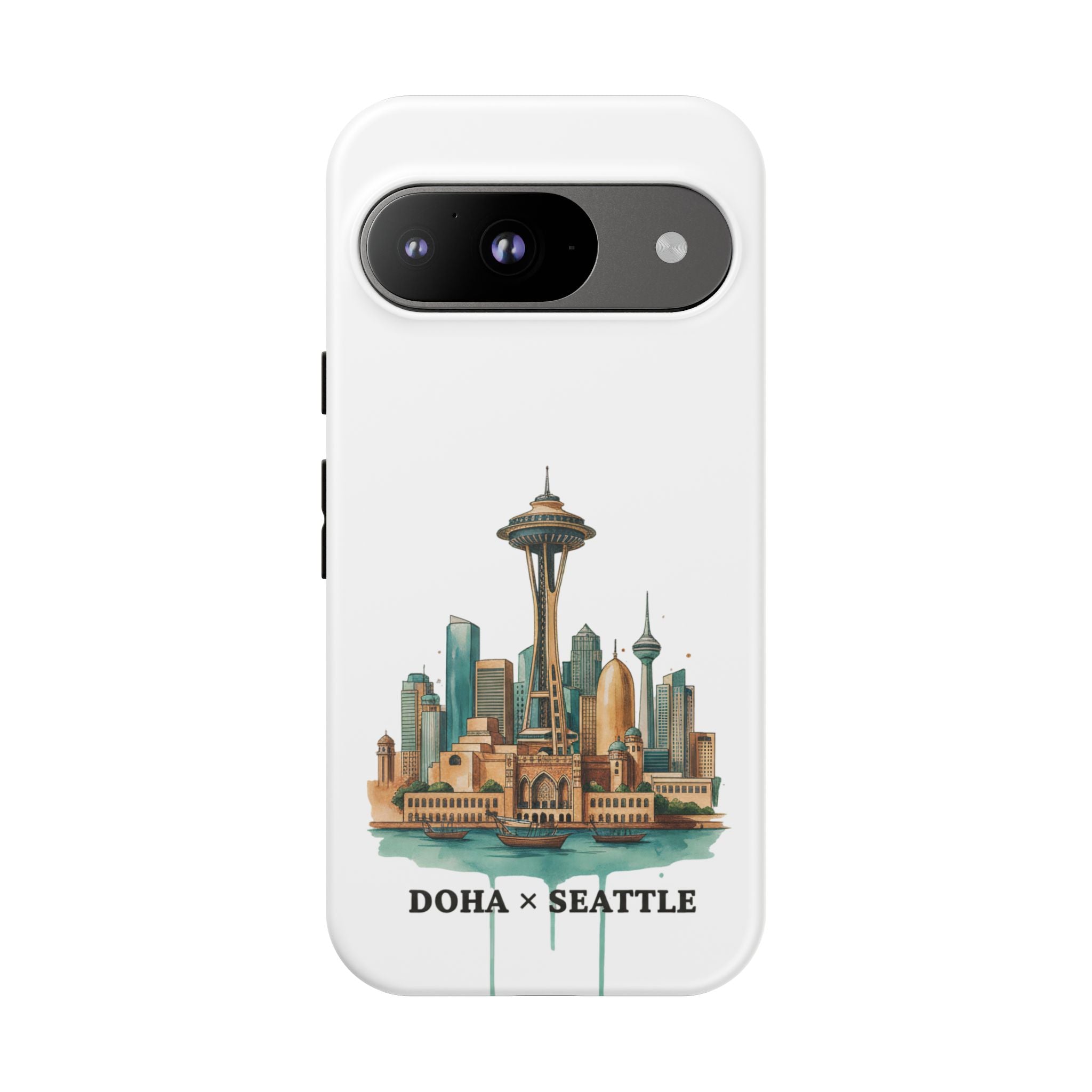 Doha x Seattle Skyline Tough Phone Case — Cityscape Protective Phone Cover