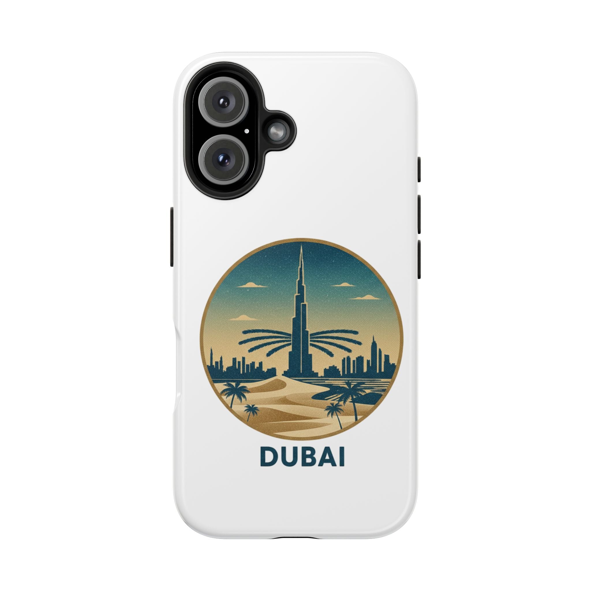 Dubai Skyline Tough Phone Case — Retro Desert Palm Travel Phone Cover