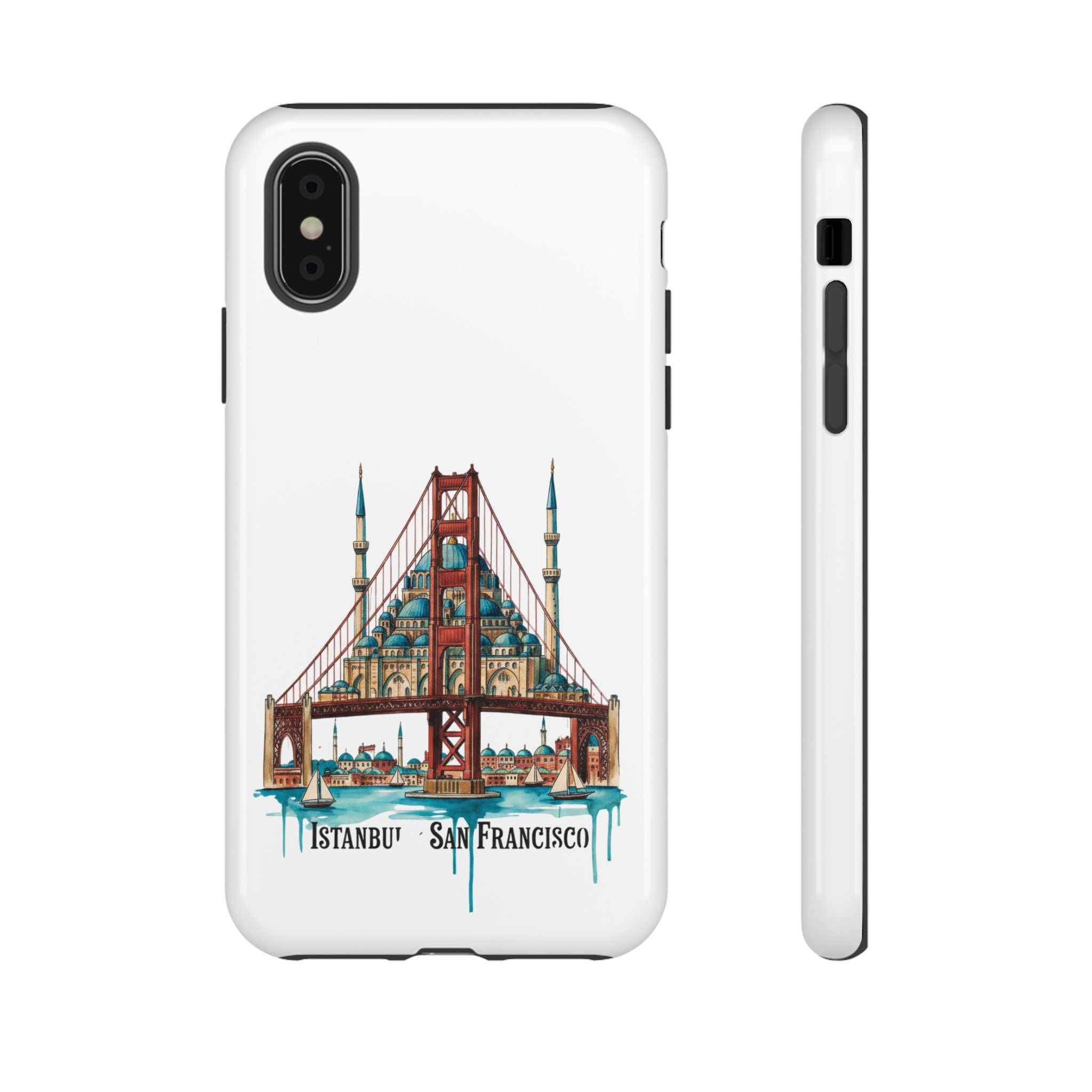 City Bridge Phone Case — Istanbul × San Francisco Illustrated Travel Design