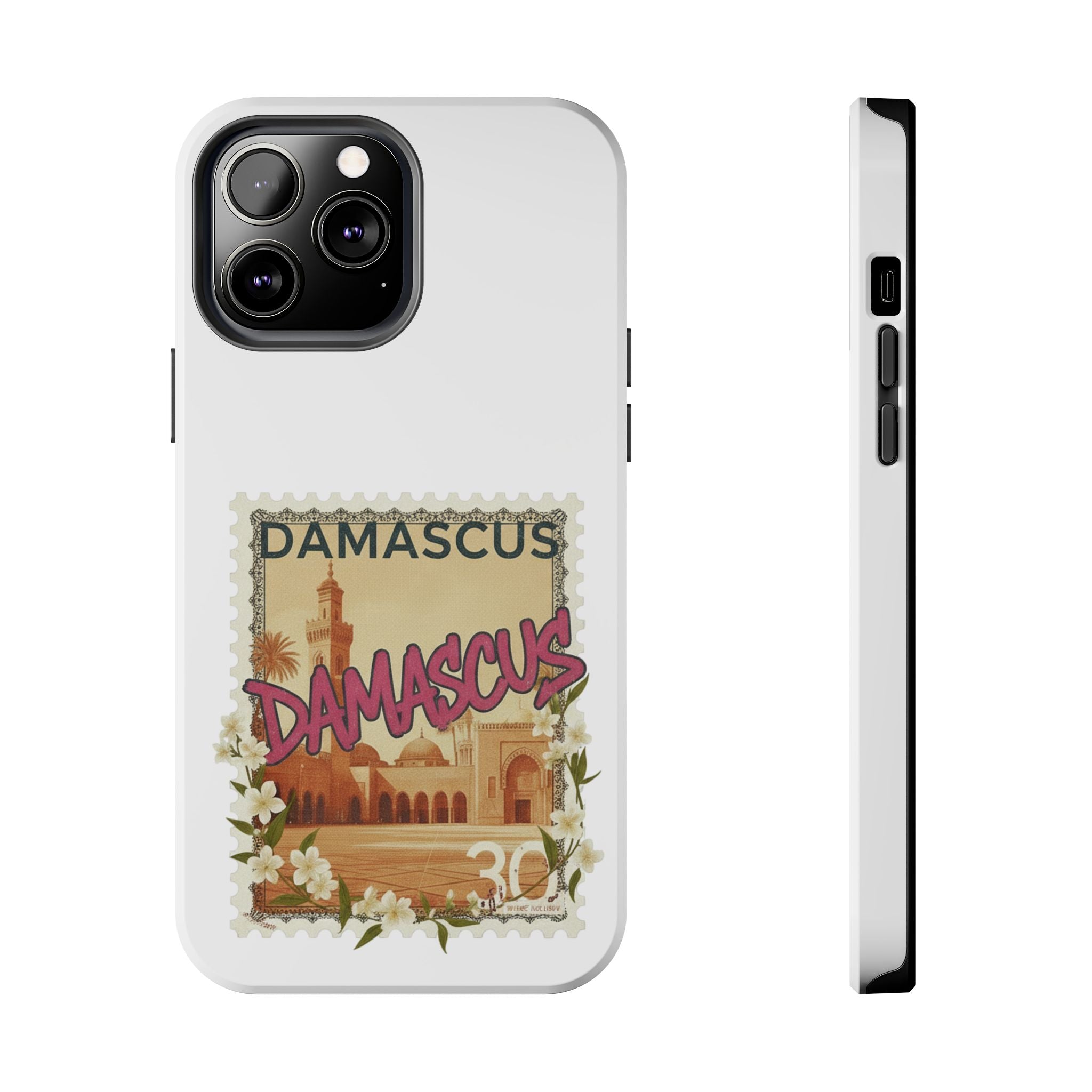 Damascus Vintage Stamp Tough Phone Case — Retro Travel Phone Cover