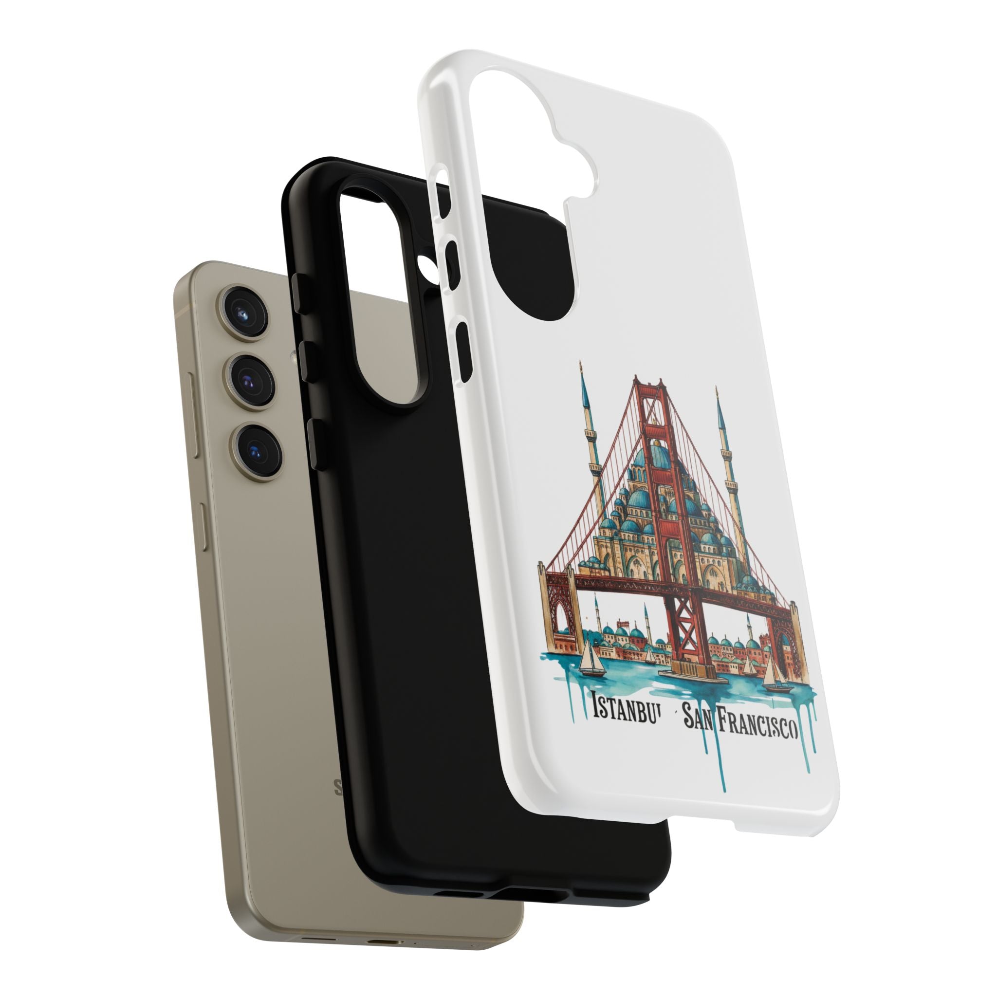 City Bridge Phone Case — Istanbul × San Francisco Illustrated Travel Design