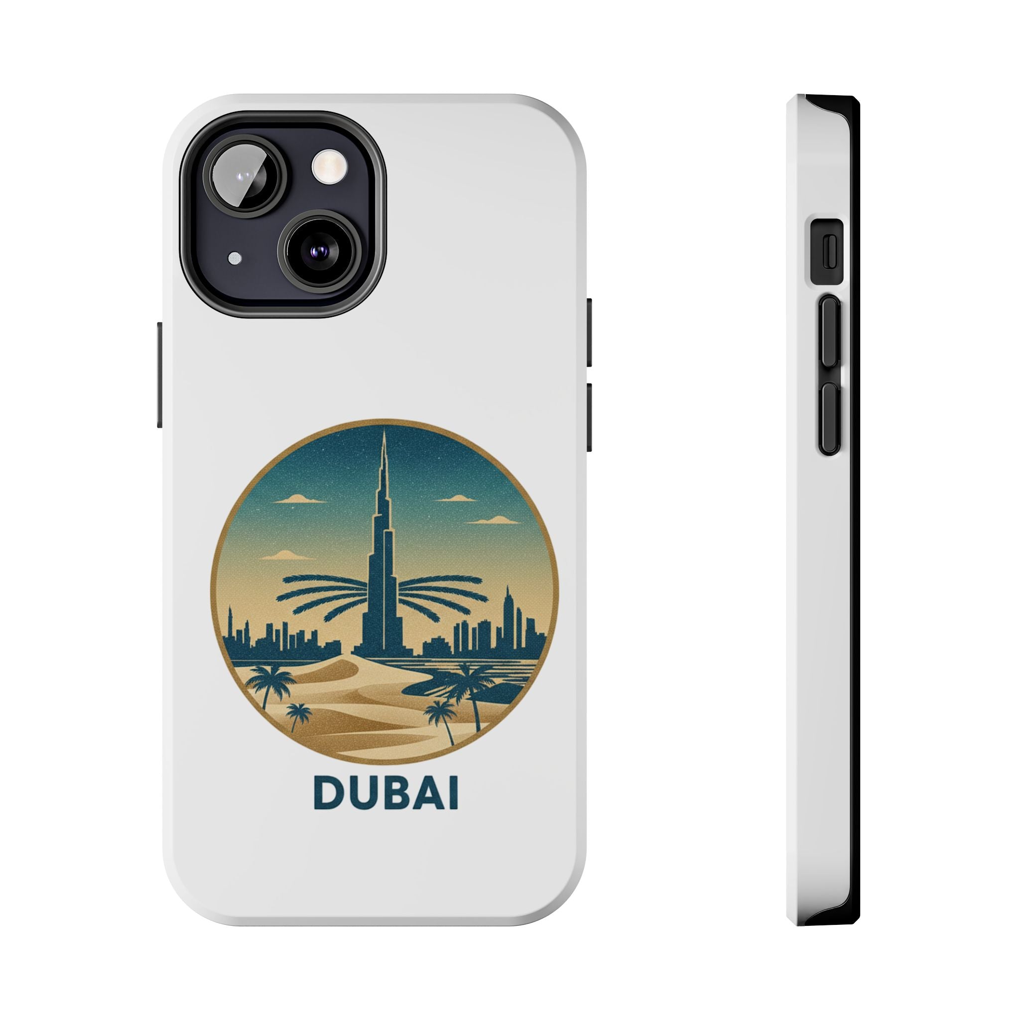 Dubai Skyline Tough Phone Case — Retro Desert Palm Travel Phone Cover
