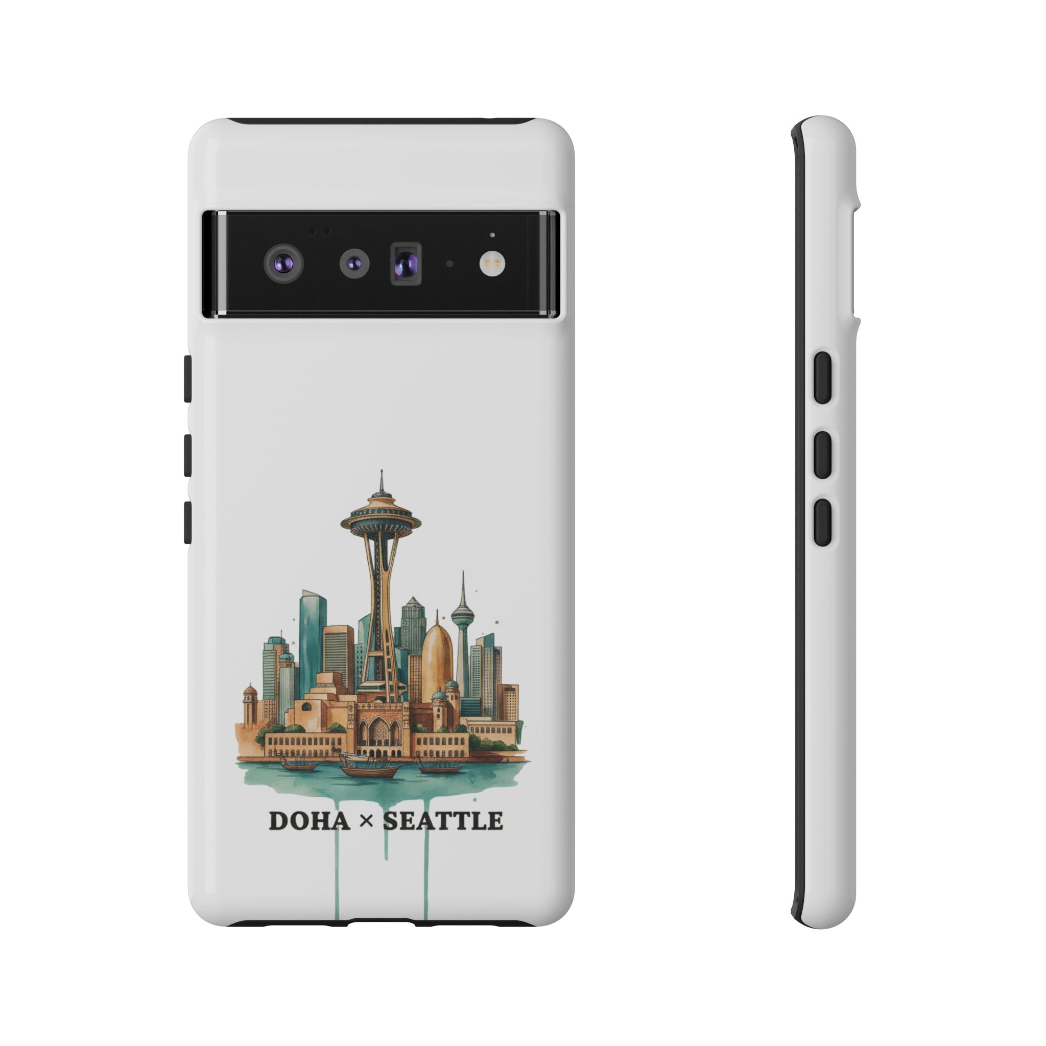 Doha x Seattle Skyline Tough Phone Case — Cityscape Protective Phone Cover