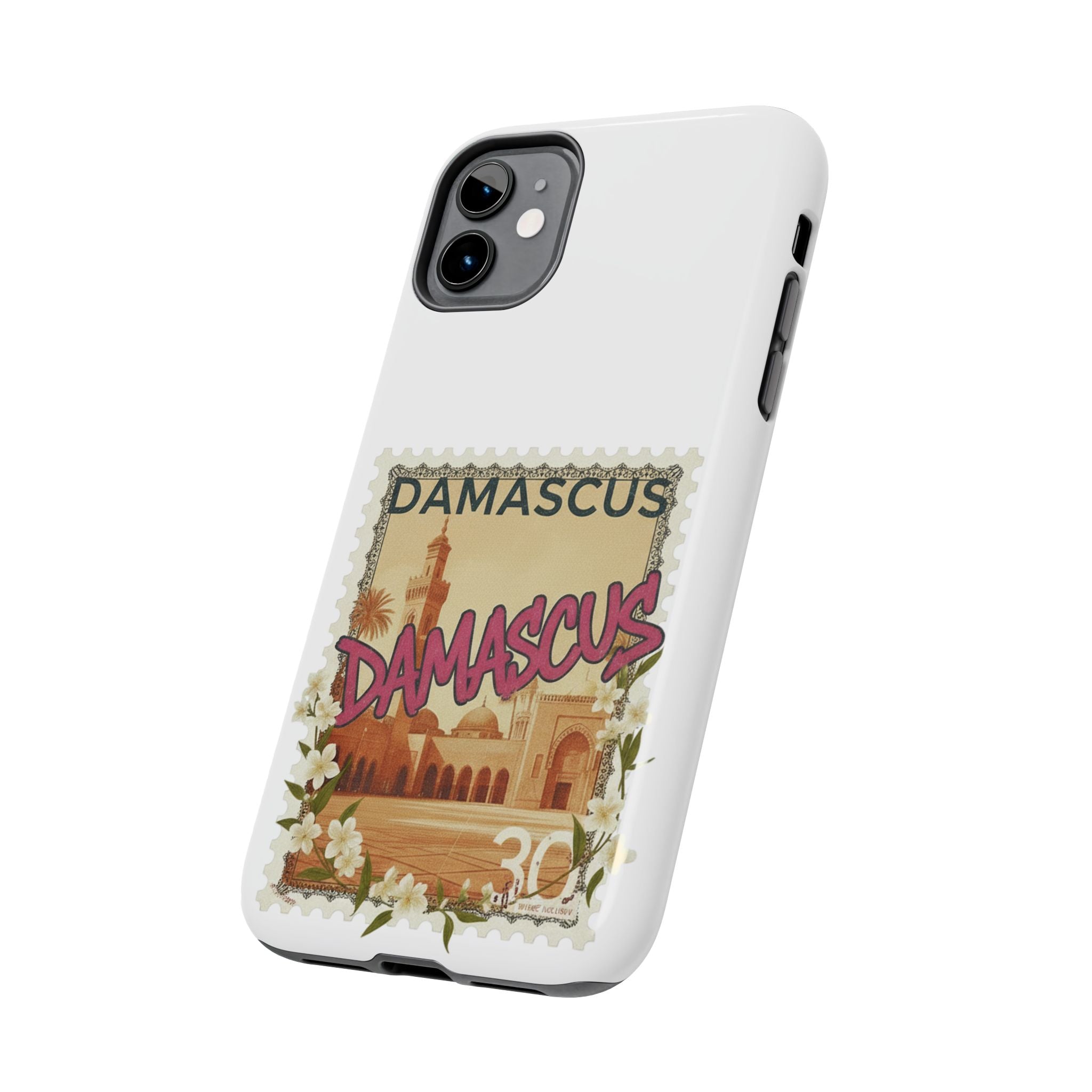 Damascus Vintage Stamp Tough Phone Case — Retro Travel Phone Cover