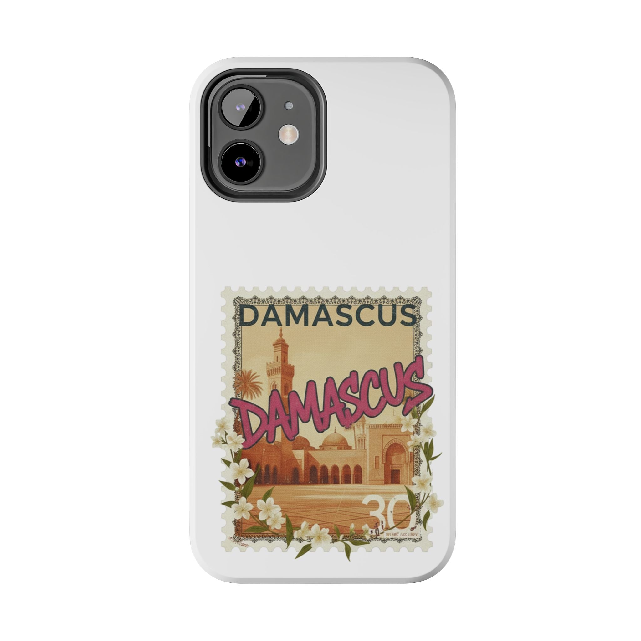 Damascus Vintage Stamp Tough Phone Case — Retro Travel Phone Cover