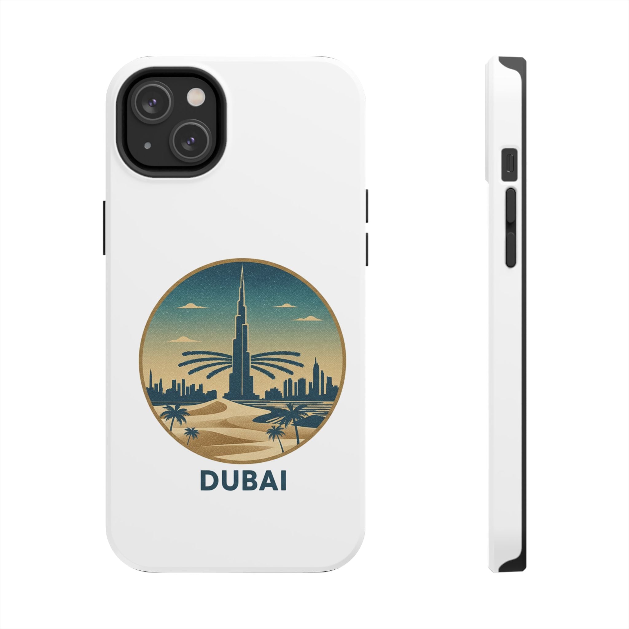 Dubai Skyline Tough Phone Case — Retro Desert Palm Travel Phone Cover