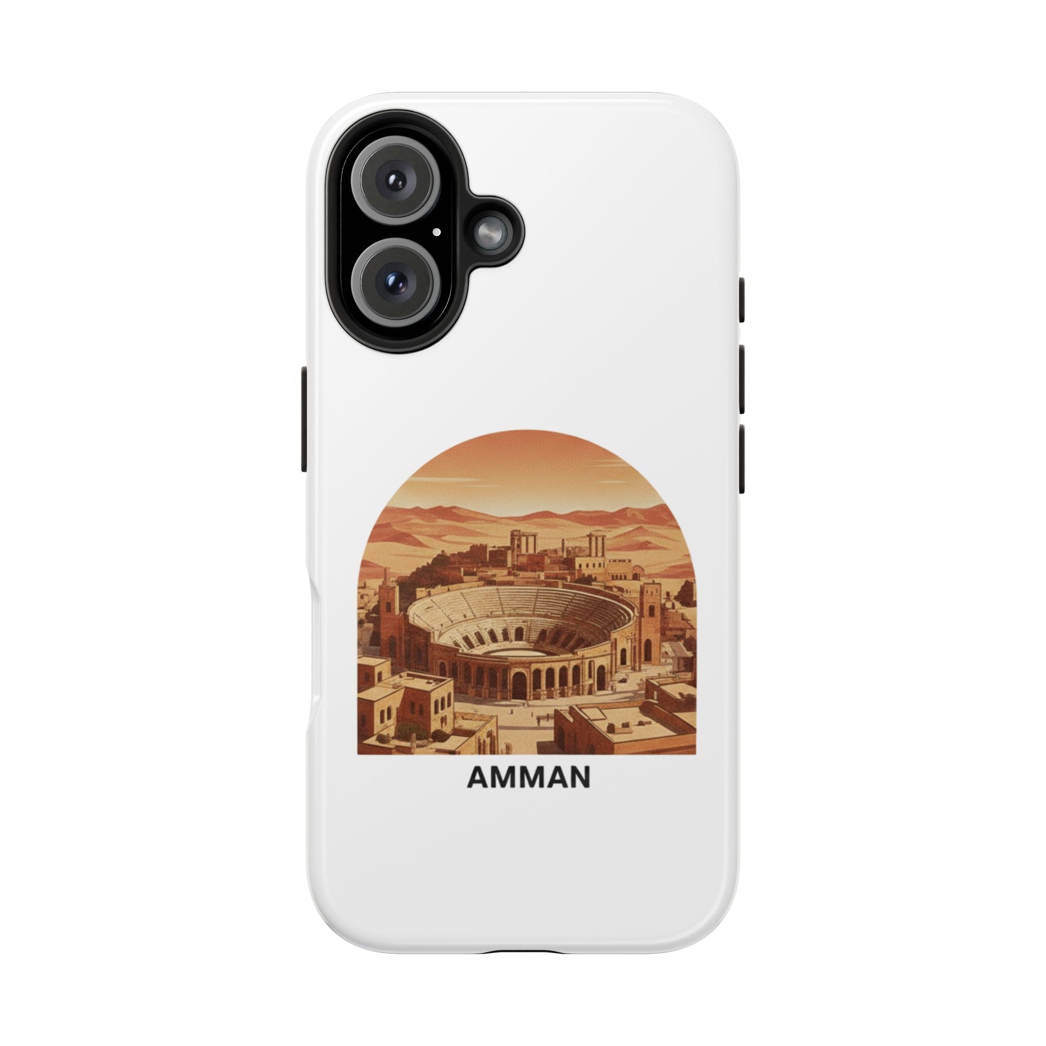 Amman Coliseum Tough Phone Case — Vintage Desert Cityscape Protective Cover
