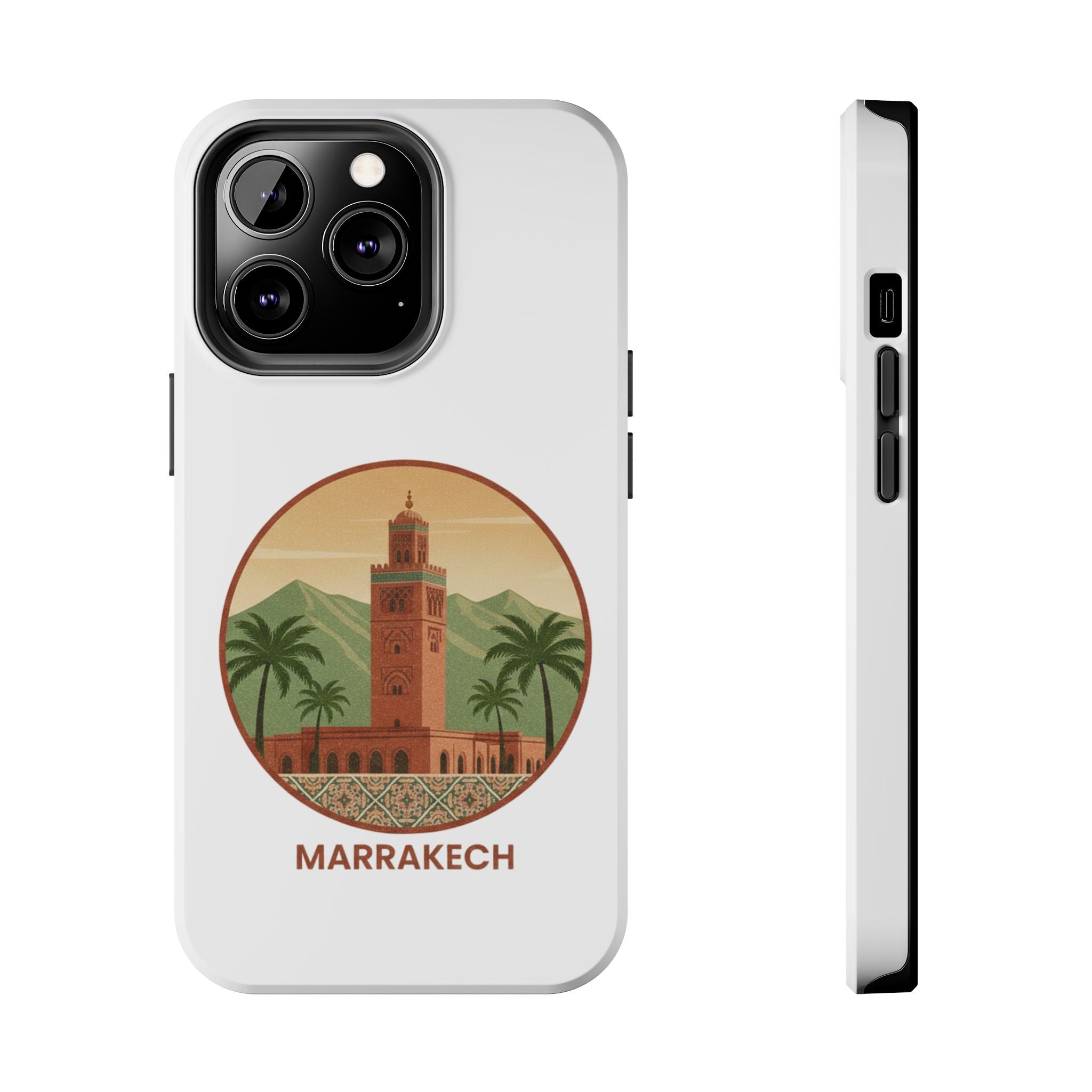 Marrakech Travel Phone Case — Vintage Moroccan Koutoubia Tower Design