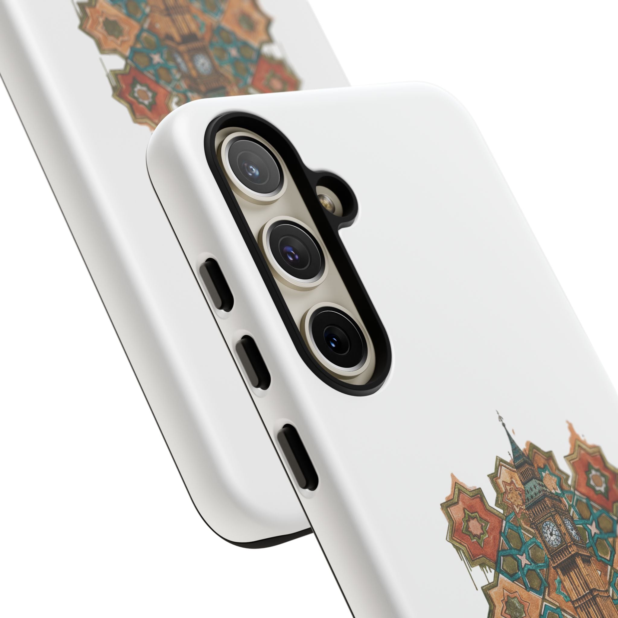 Cairo × London Phone Case — Vintage Mosaic Pyramids & Big Ben Travel Design