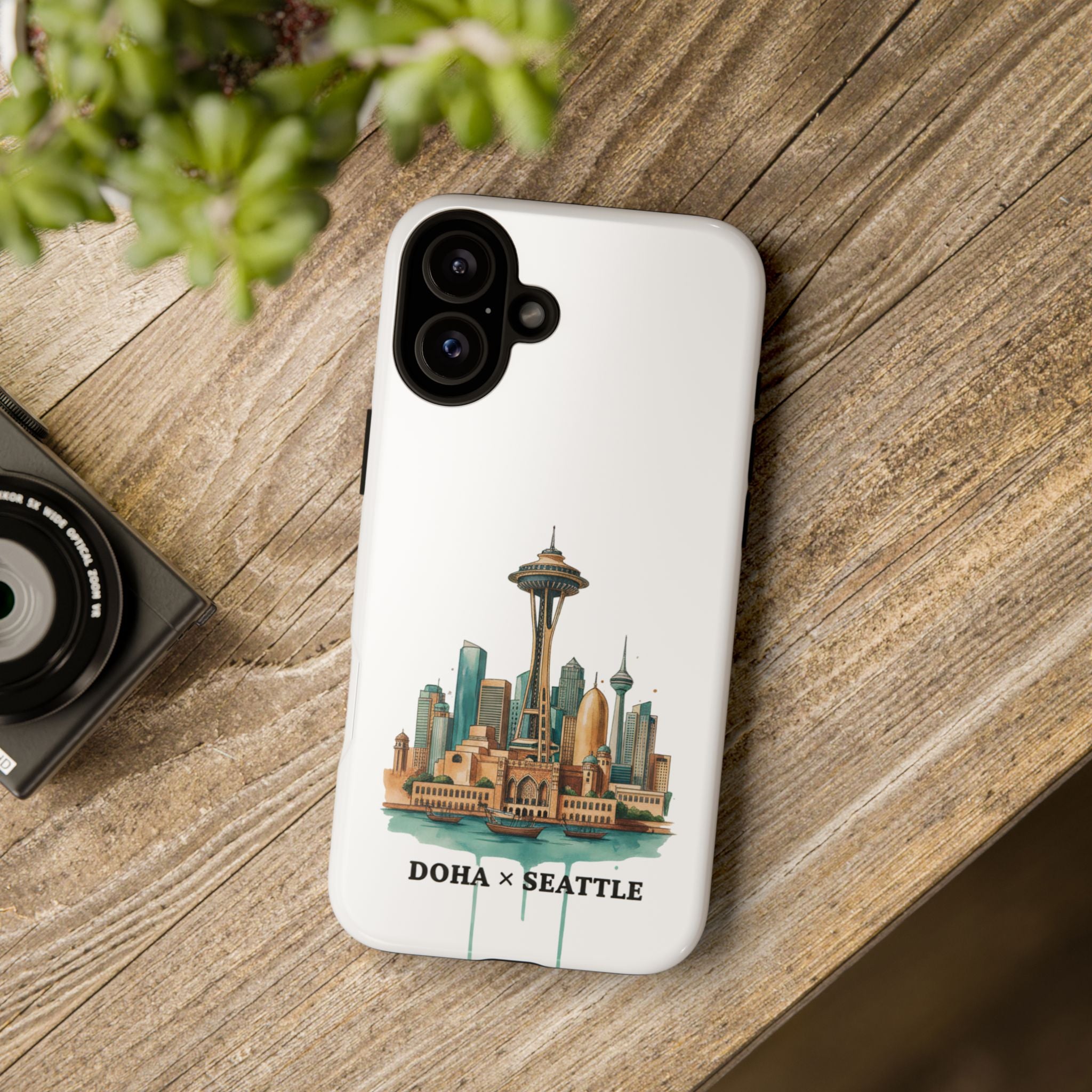 Doha x Seattle Skyline Tough Phone Case — Cityscape Protective Phone Cover