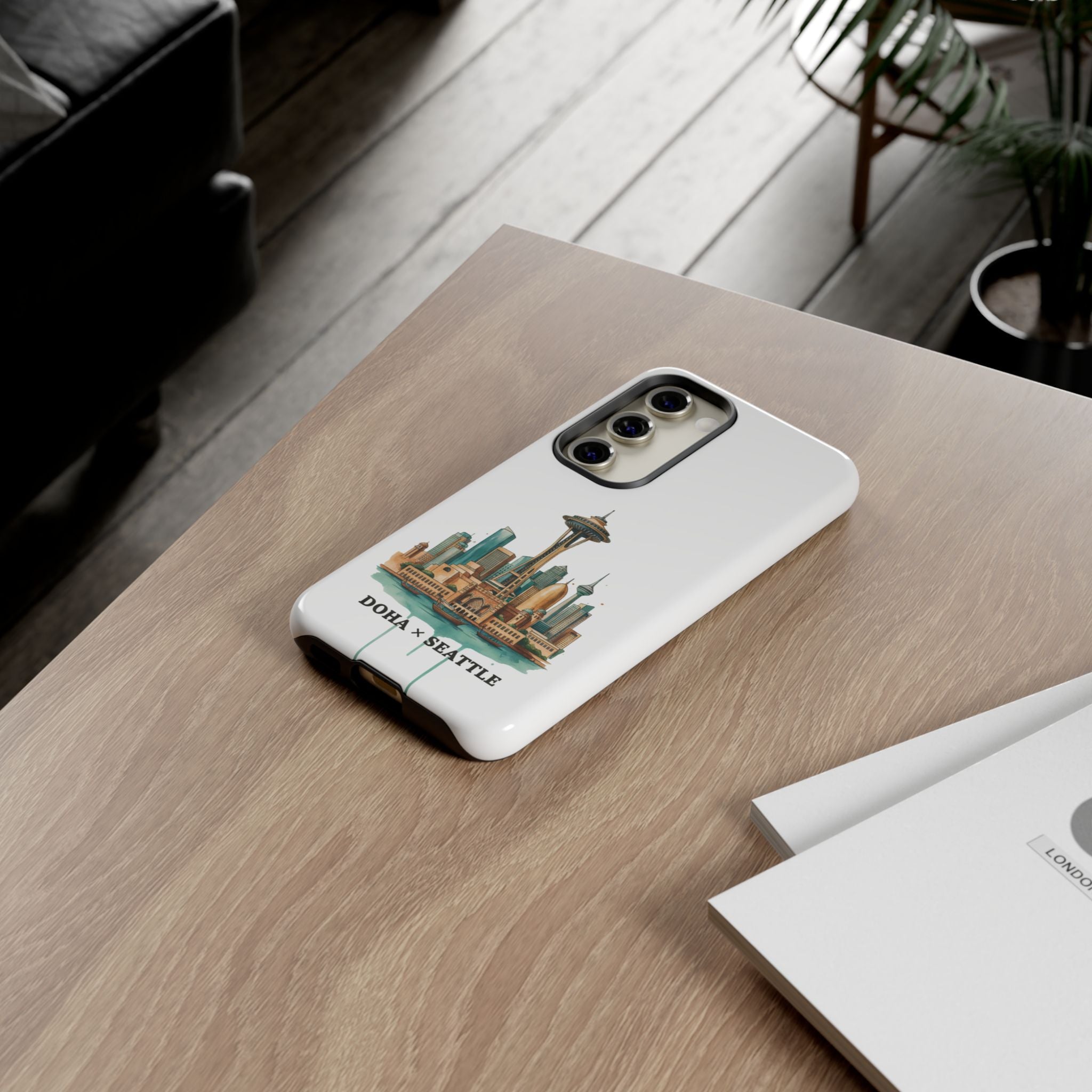 Doha x Seattle Skyline Tough Phone Case — Cityscape Protective Phone Cover