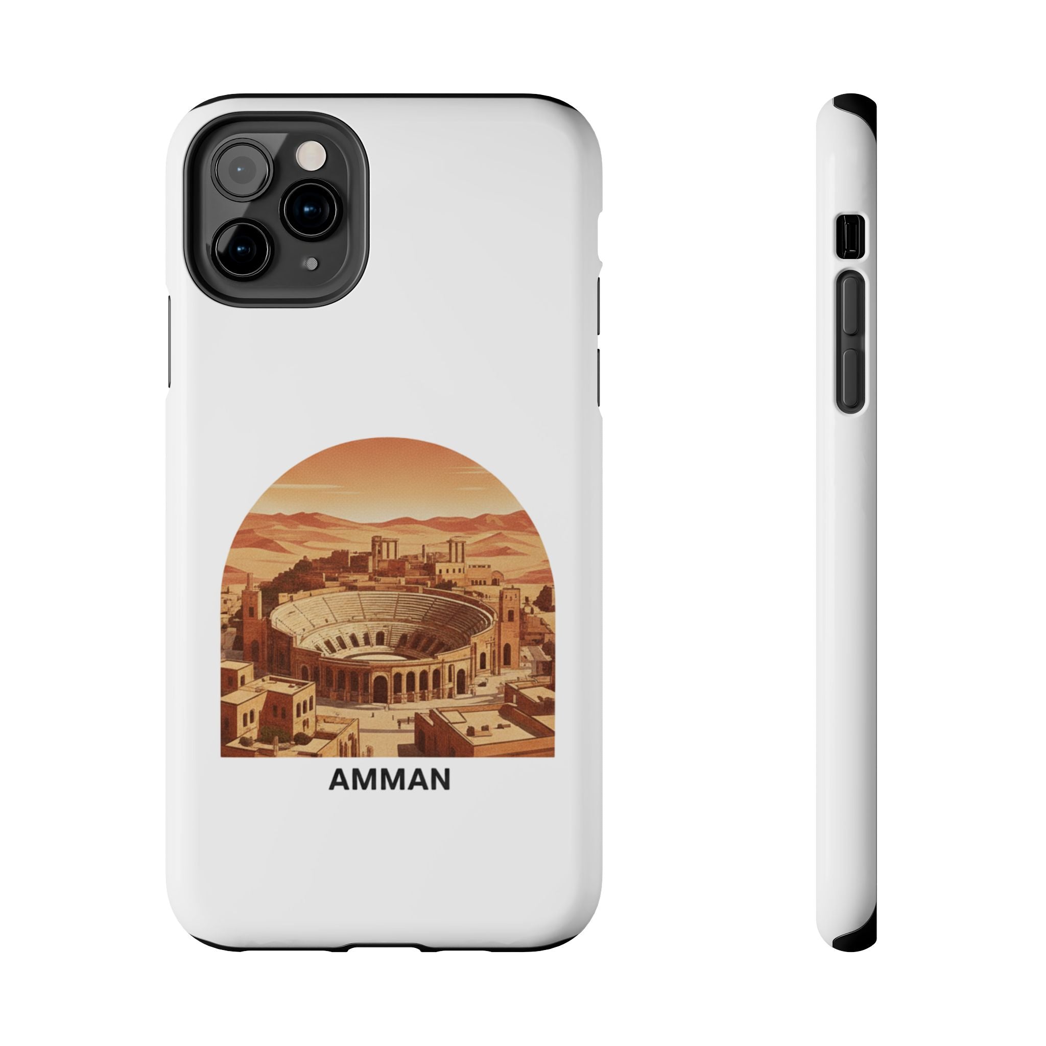 Amman Coliseum Tough Phone Case — Vintage Desert Cityscape Protective Cover
