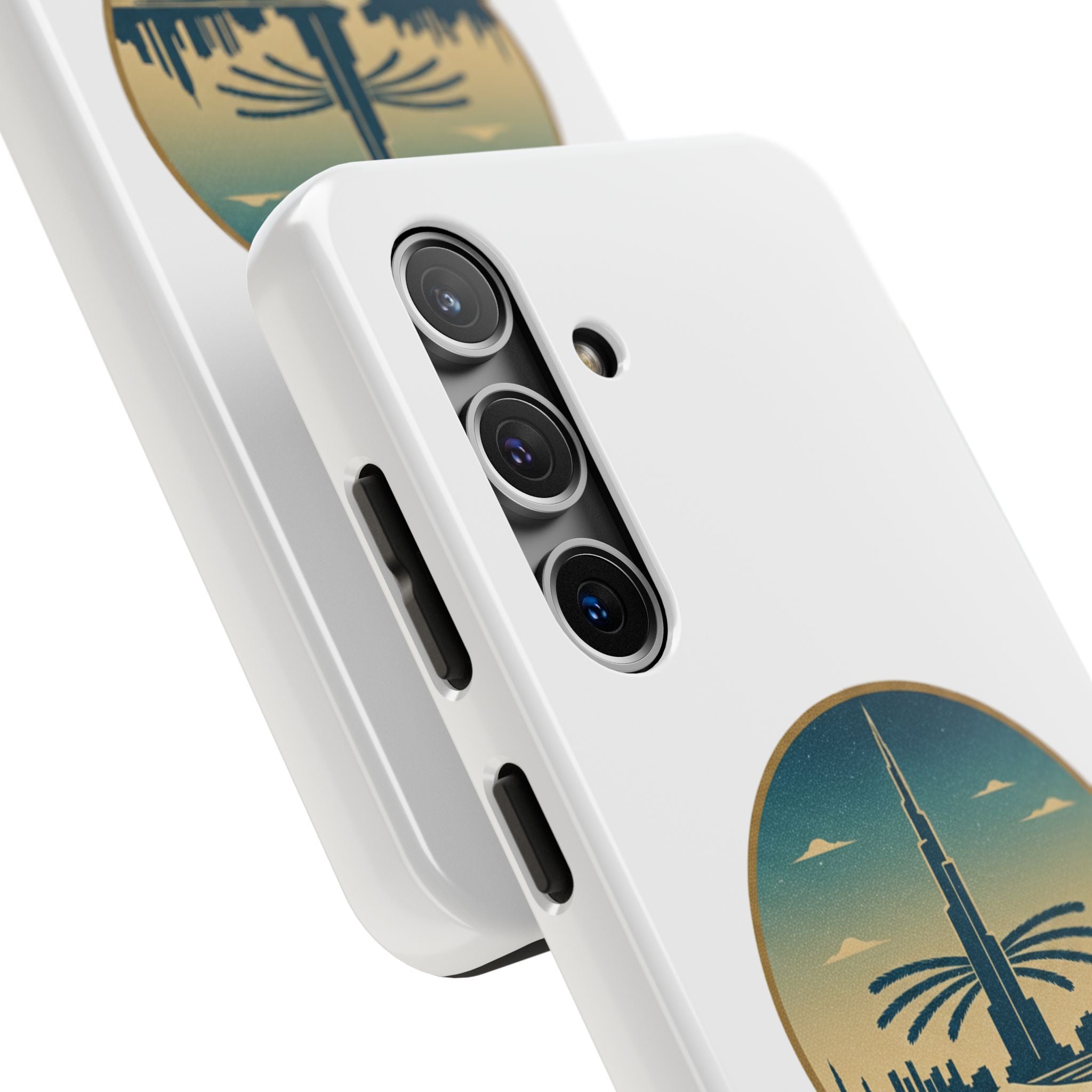 Dubai Skyline Tough Phone Case — Retro Desert Palm Travel Phone Cover