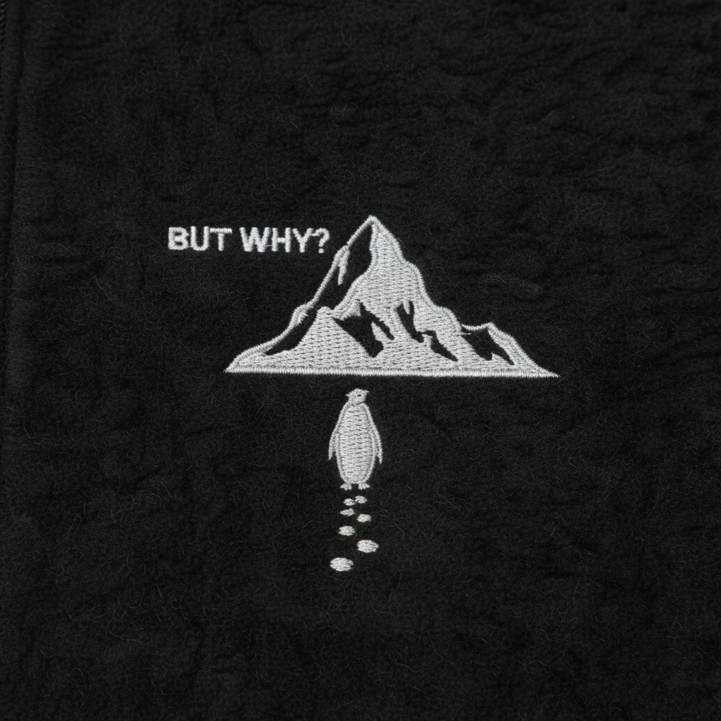 Black vest embroidery closeup