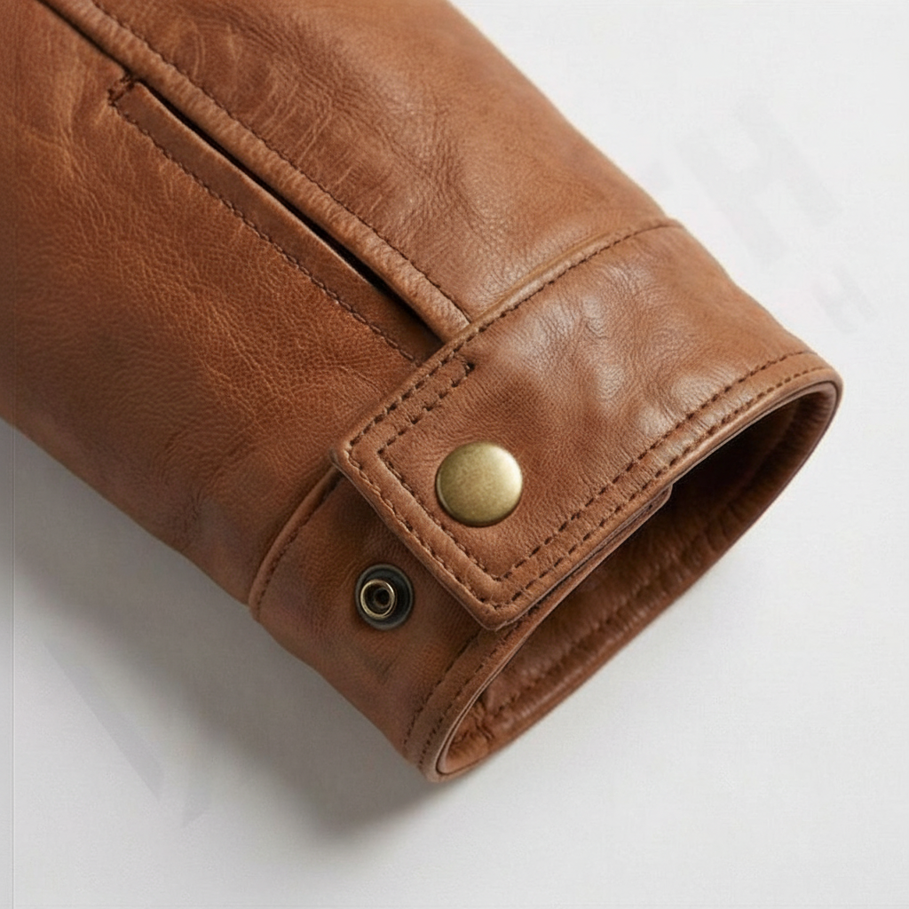 Leather jacket natural painted patches