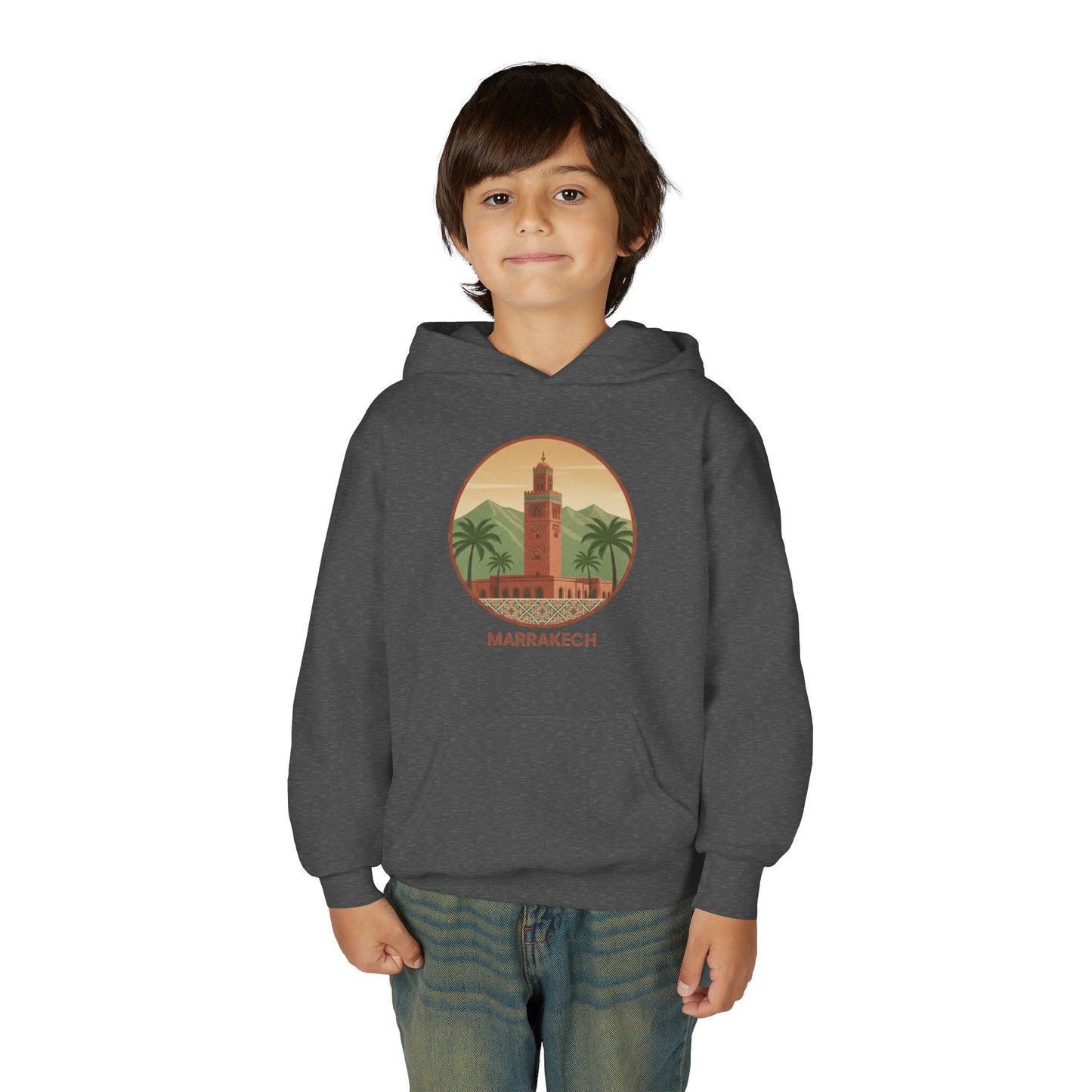 Marrakech Youth Hoodie – Vintage Palm Sunset Travel Sweatshirt