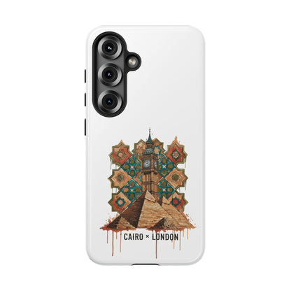 Cairo × London Phone Case — Vintage Mosaic Pyramids & Big Ben Travel Design