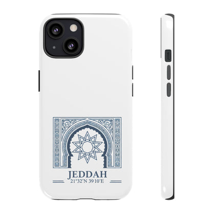 Jeddah Coordinates Phone Case — Blue Islamic Arch Travel Souvenir