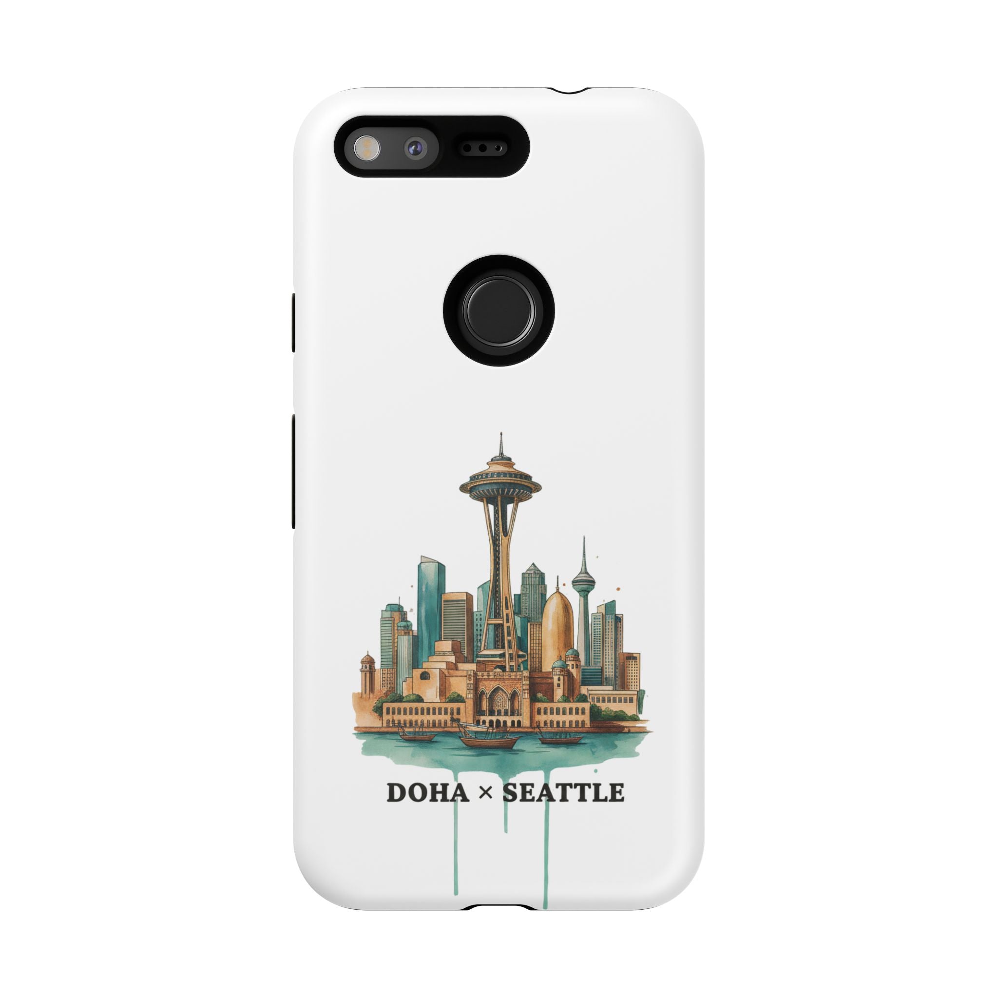 Doha x Seattle Skyline Tough Phone Case — Cityscape Protective Phone Cover