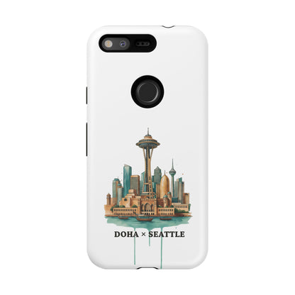 Coque de téléphone résistante Doha x Seattle Skyline — Protection pour téléphone inspirée de la ville