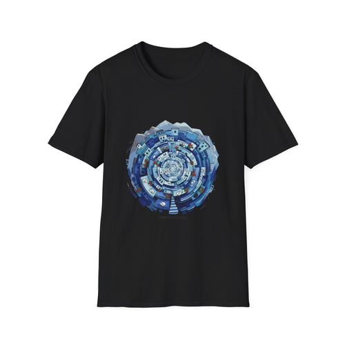 Blue Spiral Mandala T-Shirt — Abstract Ocean Vibe Graphic Tee
