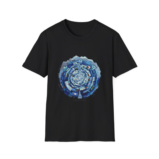 Blue Spiral Mandala T-Shirt — Abstract Ocean Vibe Graphic Tee