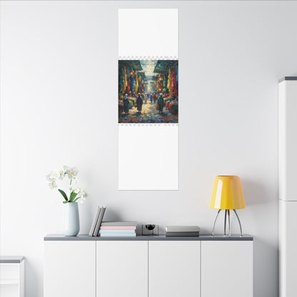 Middle Eastern Market Matte Canvas Wall Art — Colorful Bazaar Street Scene