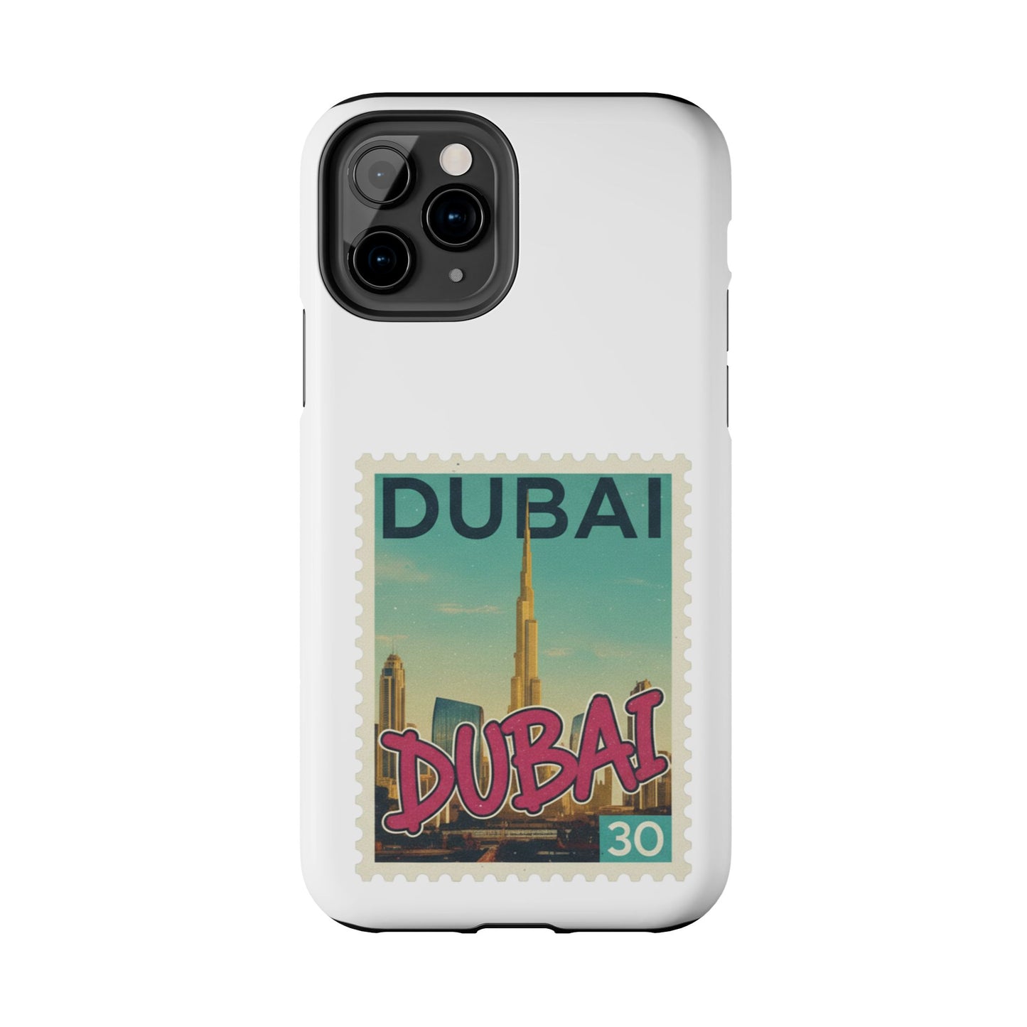 Coque de téléphone motif timbre-poste de Dubaï — Coque iPhone résistante inspirée du voyage