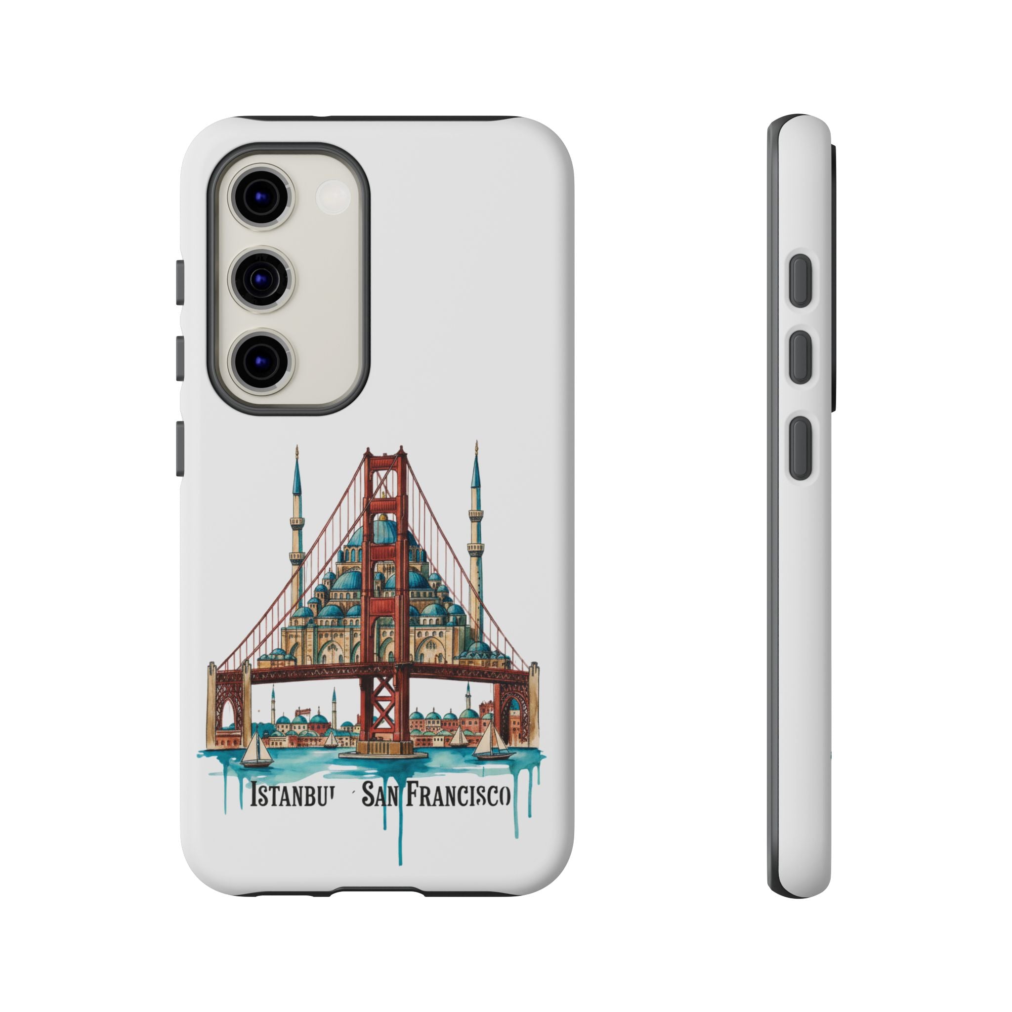 City Bridge Phone Case — Istanbul × San Francisco Illustrated Travel Design