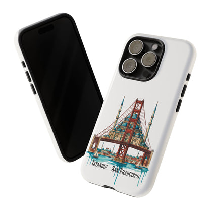 City Bridge Phone Case — Istanbul × San Francisco Illustrated Travel Design