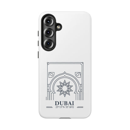 Dubai Architectural Phone Case — Minimal Souvenir Travel Design with Coordinates