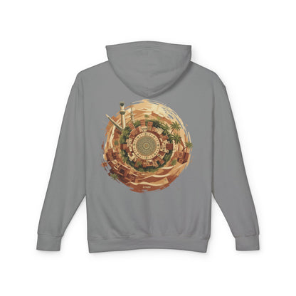 SPIRAL OASIS MIDDLE EAST DEPICTION Unisex Lightweight Hooded Sweatshirt