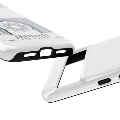 Jeddah Coordinates Phone Case — Arabic Arch Geometric Design