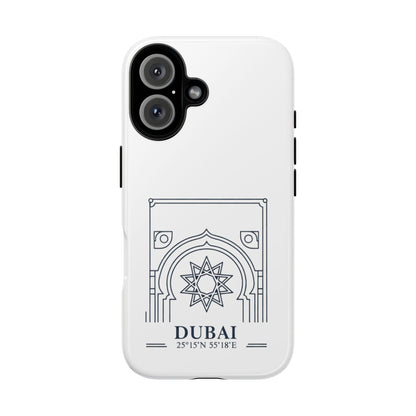 Dubai Architectural Phone Case — Minimal Souvenir Travel Design with Coordinates