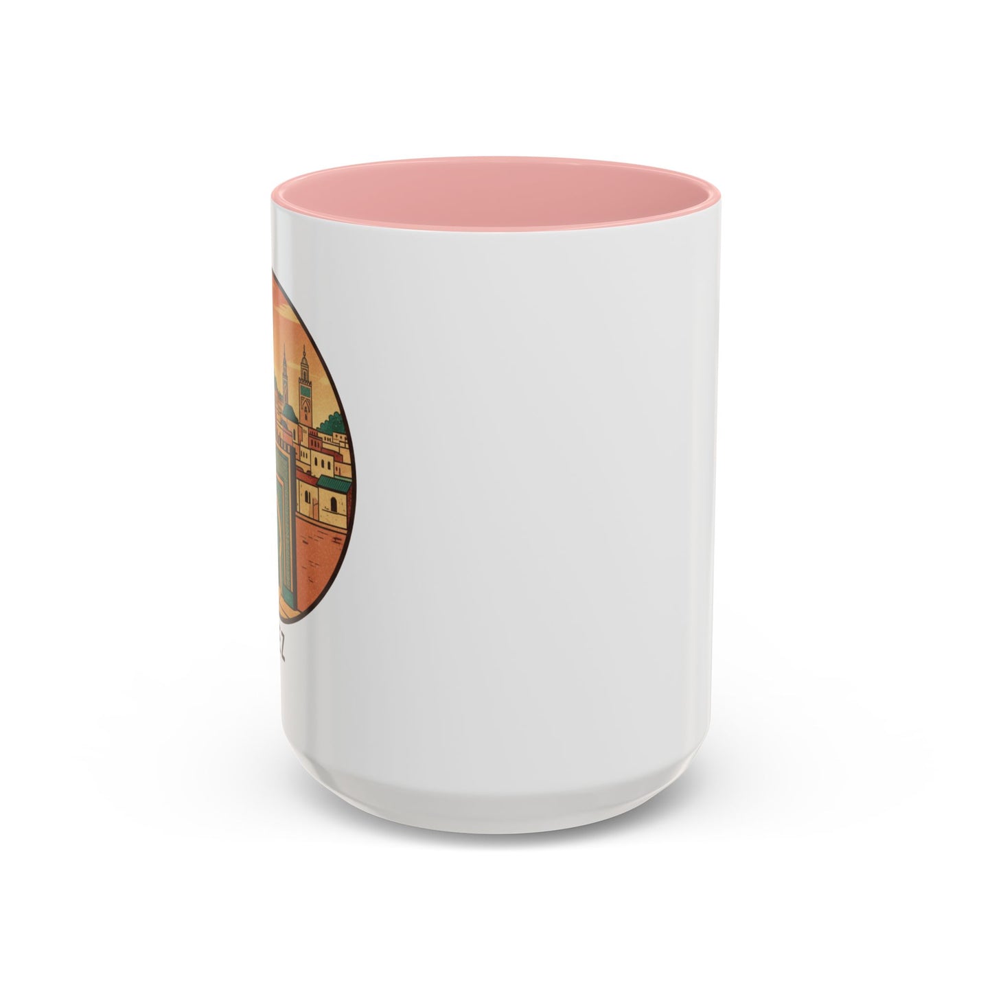 Mug à café Fez Landmark Accent — Souvenir de voyage représentant un paysage urbain marocain (11/15 oz)