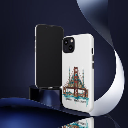 City Bridge Phone Case — Istanbul × San Francisco Illustrated Travel Design