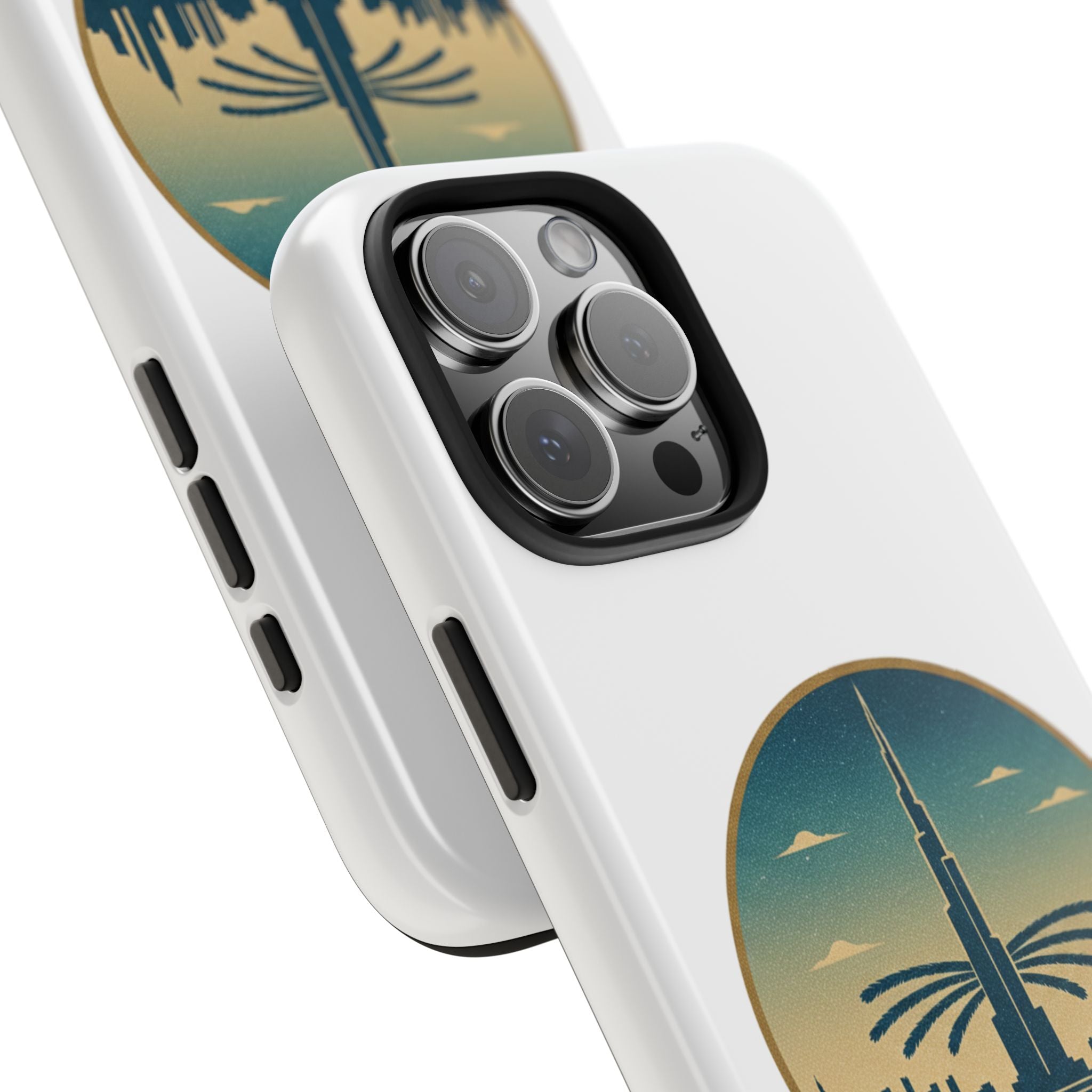 Dubai Skyline Tough Phone Case — Retro Desert Palm Travel Phone Cover
