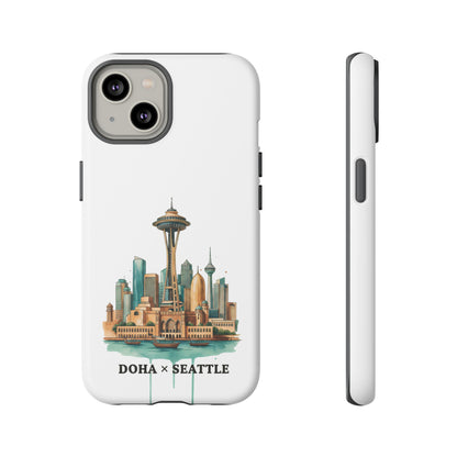 Coque de téléphone résistante Doha x Seattle Skyline — Protection pour téléphone inspirée de la ville