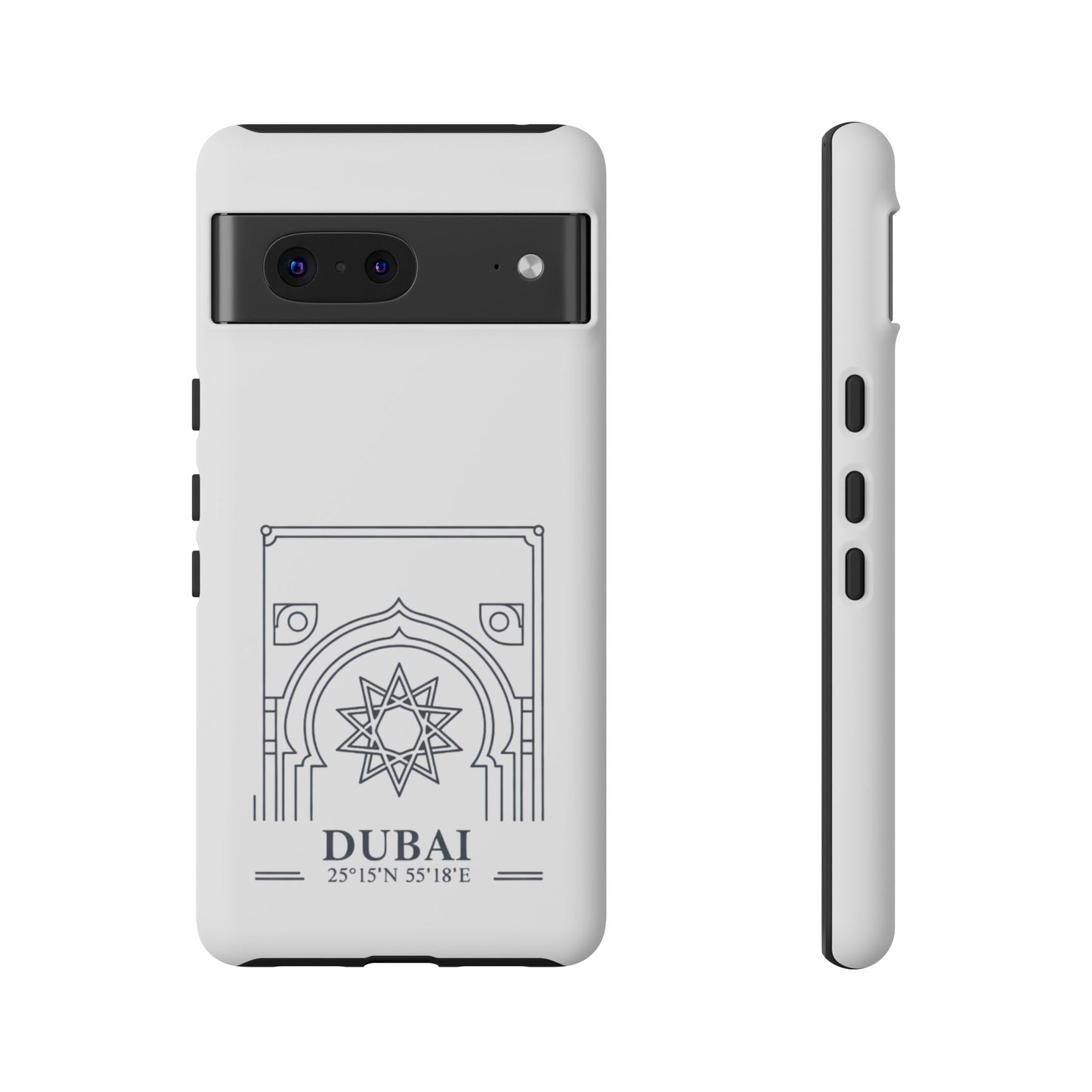 Dubai Architectural Phone Case — Minimal Souvenir Travel Design with Coordinates