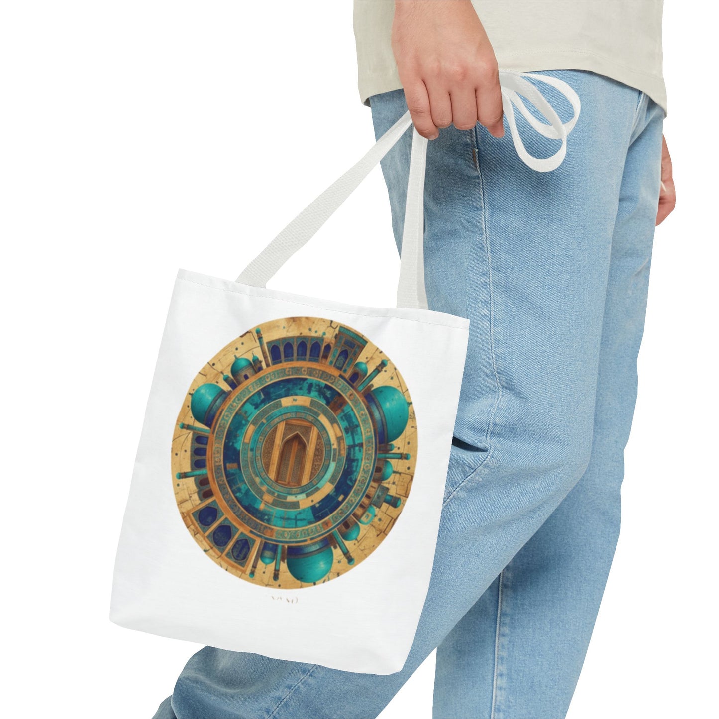Tote Bag — Teal & Gold Mandala Cityscape Tote