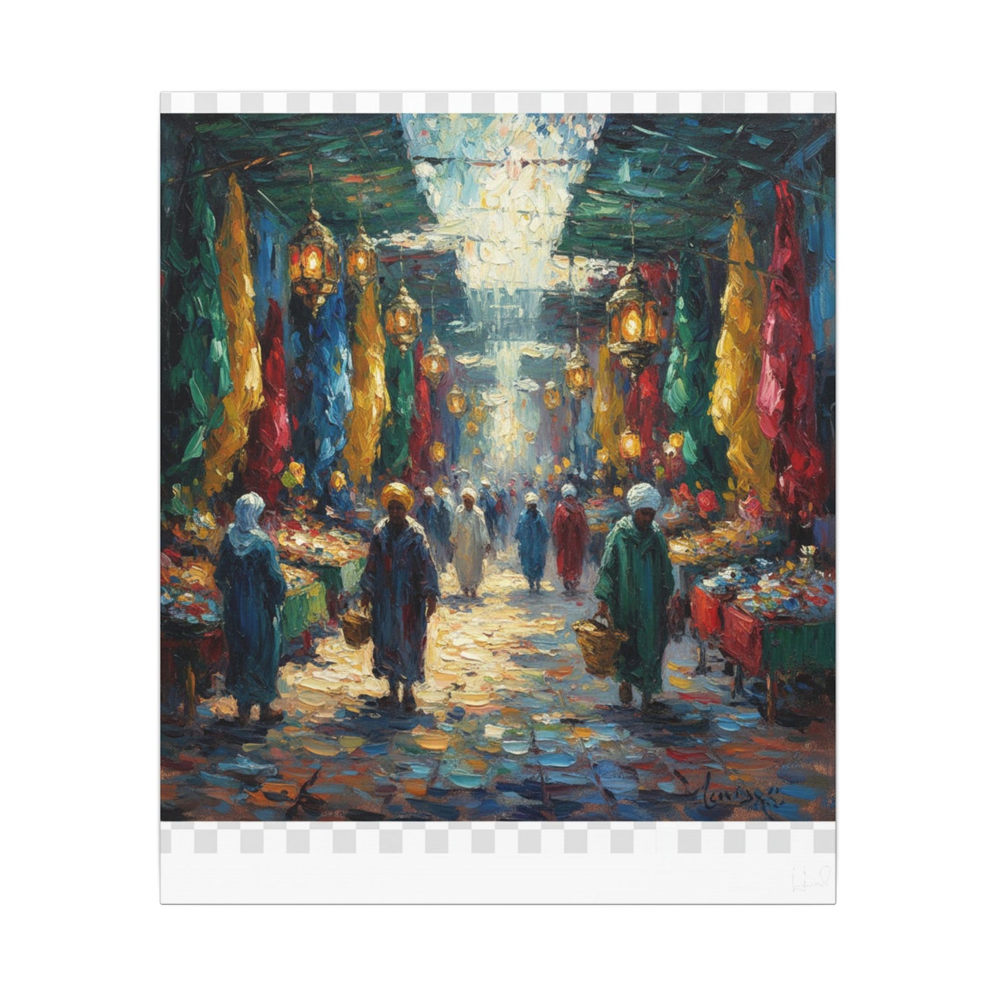 Middle Eastern Market Matte Canvas Wall Art — Colorful Bazaar Street Scene