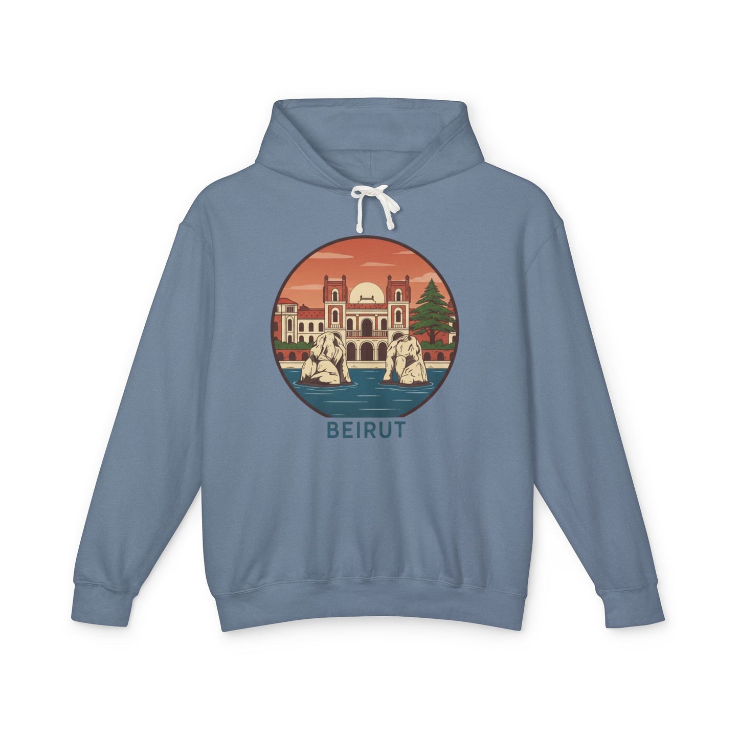 Beirut Vintage Landmark Hoodie — Retro Cityscape Graphic Hooded Sweatshirt